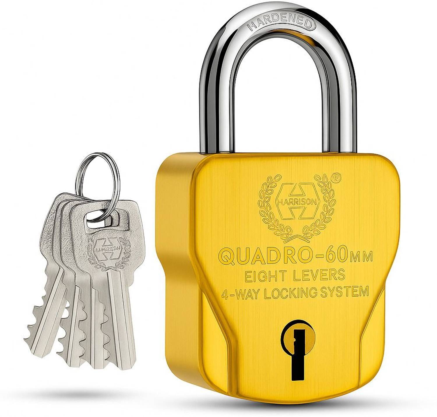 HARRISON Quadra 60mm Lock | S.S | Gold | 4 Keys | Lock and Key