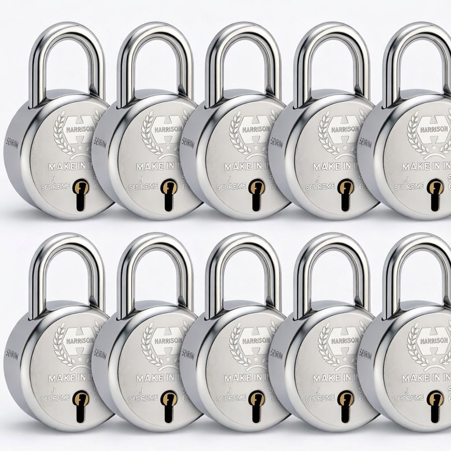 Image of HARRISONLOCK Round Padlocks / 0656 J Supreme Round 50mm BCP Padlock with 7 Lever (Pack of 10) Padlock