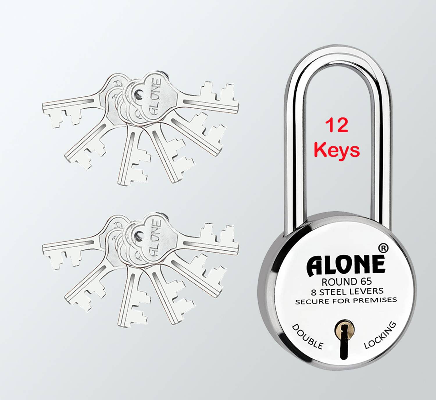 alone Round 65mm Long Neck 12 Keys Padlocks for home door gate shutter shop Padlock