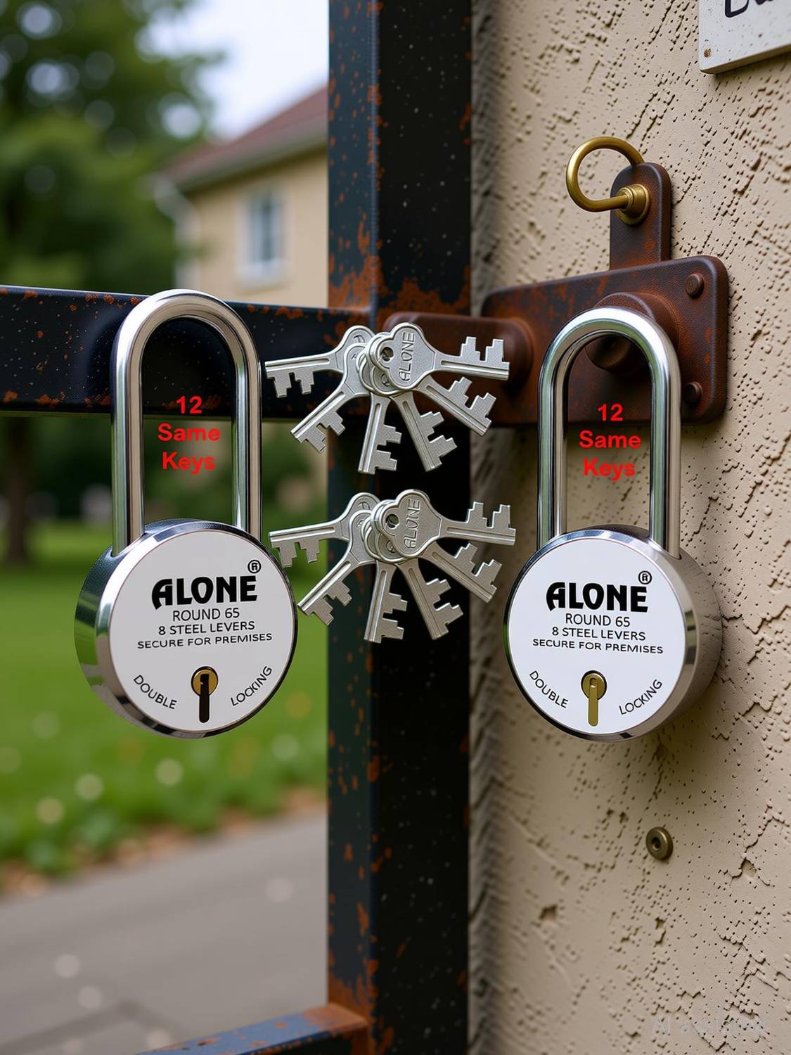alone Round 65mm Long Neck 12 Same Keys 2 Padlocks for home door gate shutter shop Padlock