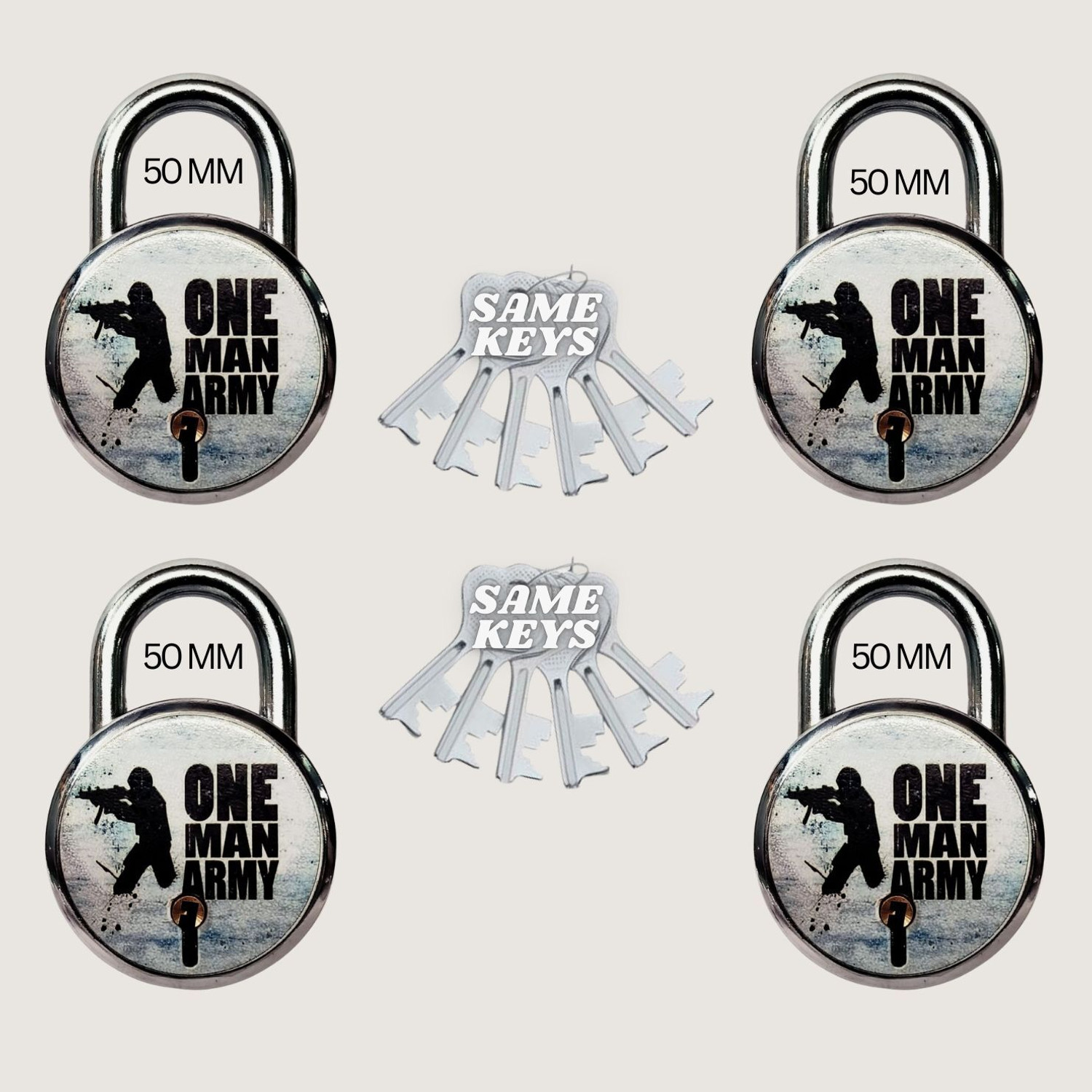 Image of onepro One Man Army 50mm 4Padlocks with 12 Same Keys Double Locking 7 Levers Padlock