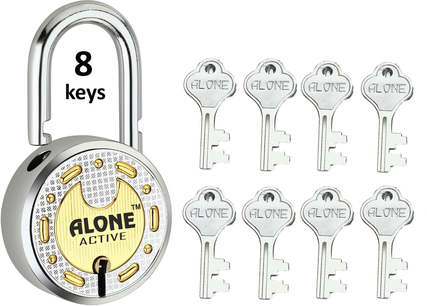 Image of alone Active Round 65mm Lock for Home Gate Shop & Shutter, Double Locking 8 Keys Padlock