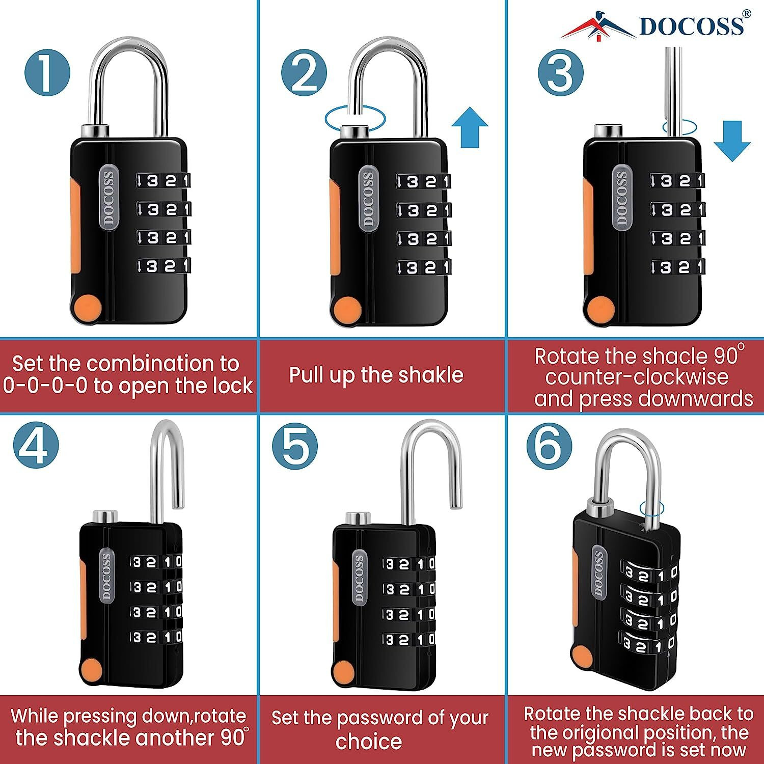 Image of DOCOSS Pack of 2-Number Lock For Bag / Small Locks For Luggage Locks Password locks Combination Lock