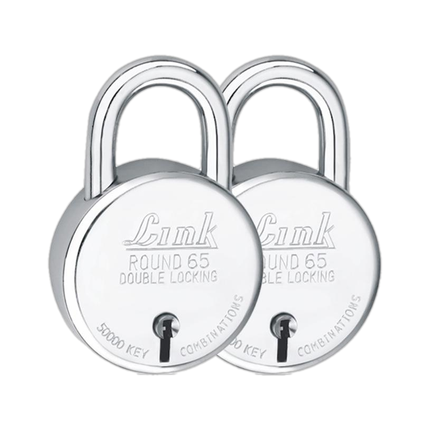 Link 65mm New Round |Lever|Double Locking|50k Key Combinations (Pack of 2) Padlock