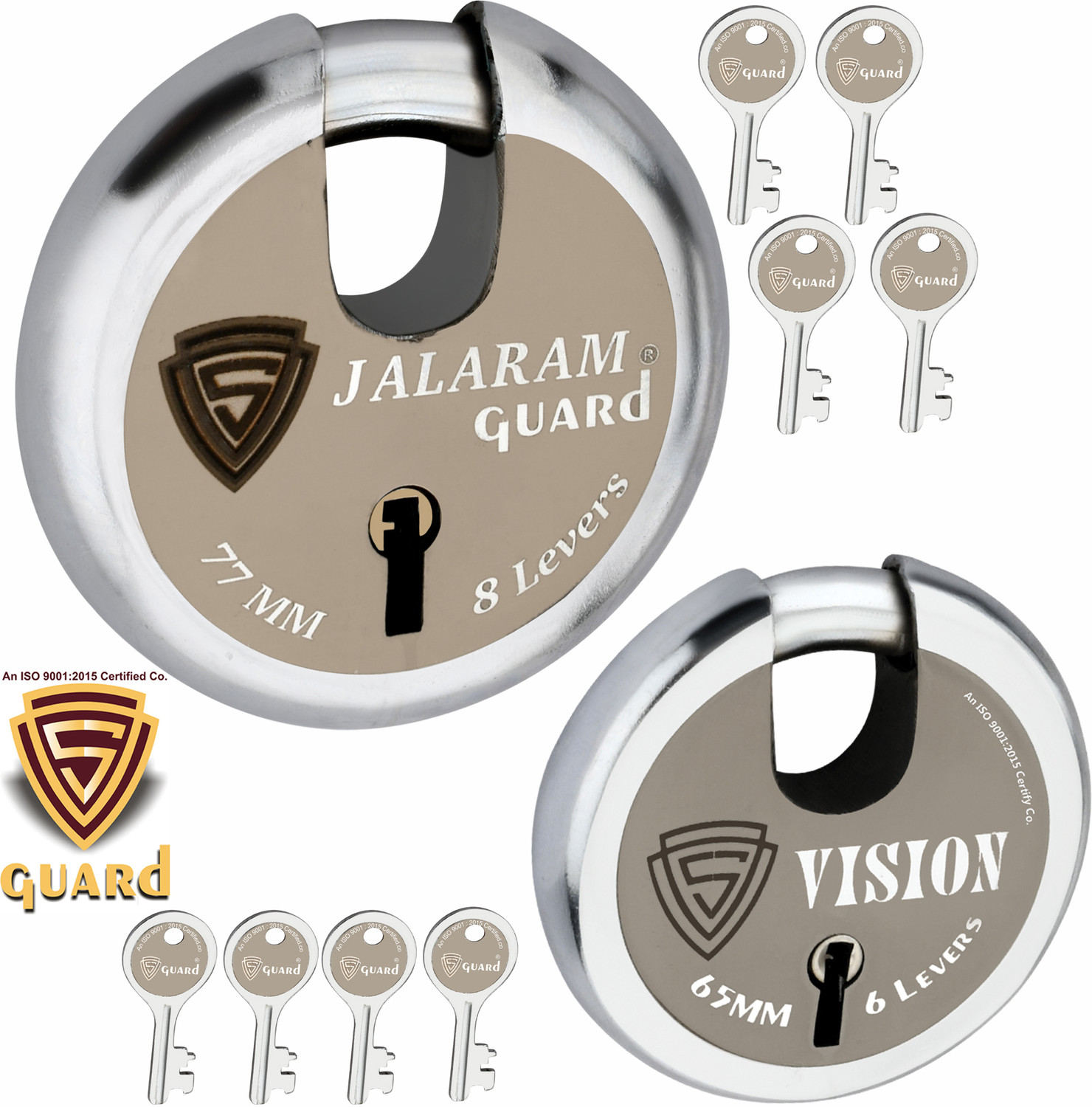 Image of S-Guard Shutter Locks for Door,Offices,Truck, Gate,77MM-65MM Heavy Duty Combo of 2 doors Padlock