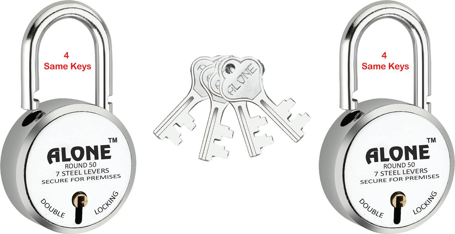 alone Round 50mm 4 Keys Same Long Neck 2 Padlocks for home door gate shutter shop Padlock