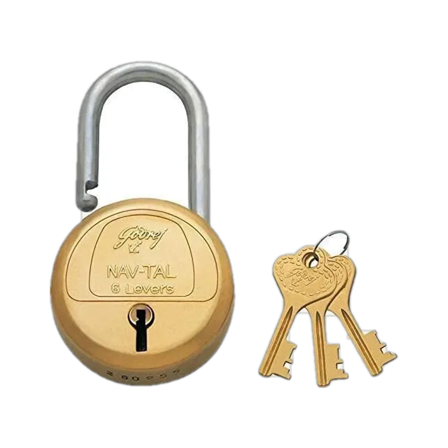 Image of Godrej Locks Navtal Lock 6 Levers Brass (3 KEYS) Padlock (Golden)