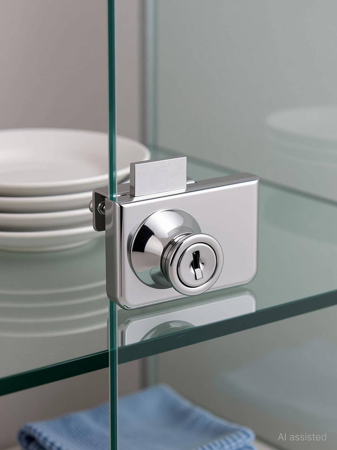 2-Pack Glass Cabinet Showcase Lock – Key Alike, No Drill, Fits 5-8mm Glass, Double Door Single Open, Zinc Alloy, For Displays & Wine Cabinets