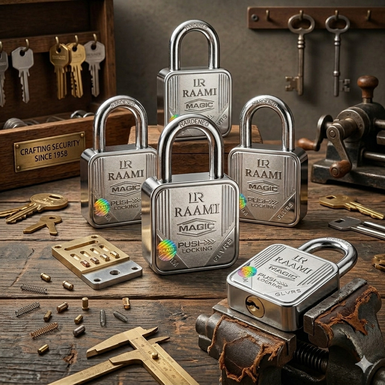 Image of onepro Raami 67mm Push Lock 9 Lever Double Locking Heavy Duty with 4 Each Keys 5 Padlock
