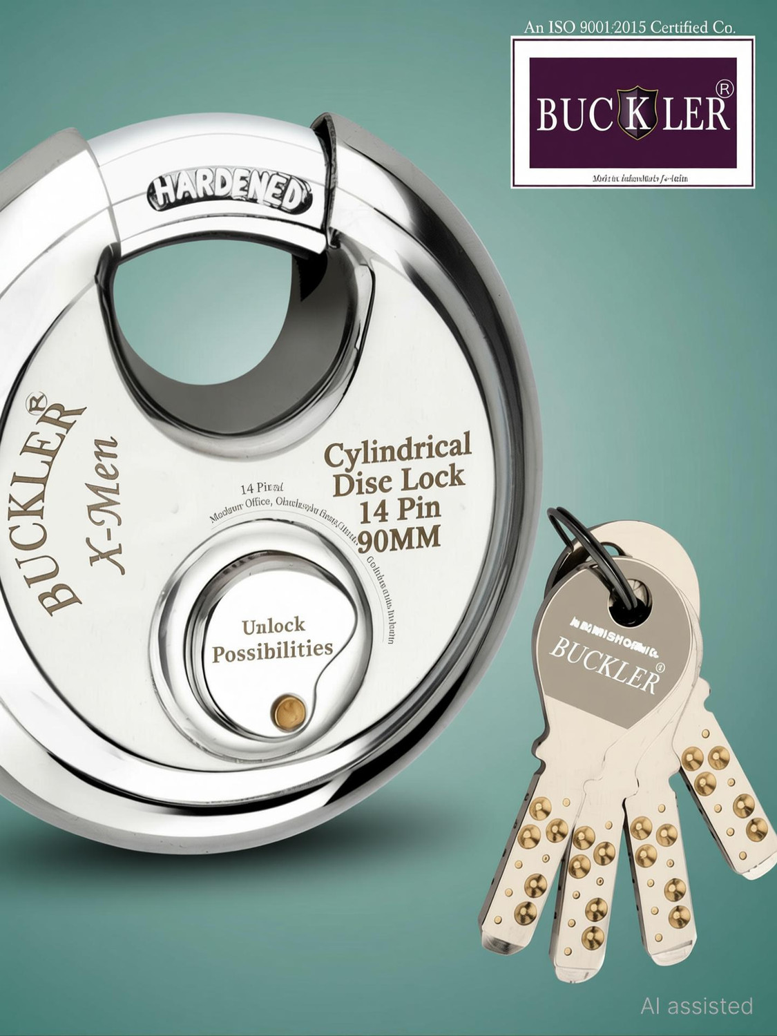 Image of BUCKLER Stainless Steel Shutter,Main Gate,Office, Godown ,90MM-14 Pin with 4 Keys Lock