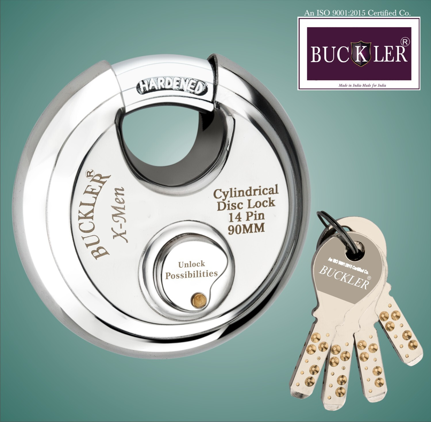 Image of BUCKLER Stainless Steel Shutter,Main Gate,Office, Godown ,90MM-14 Pin with 4 Keys Lock