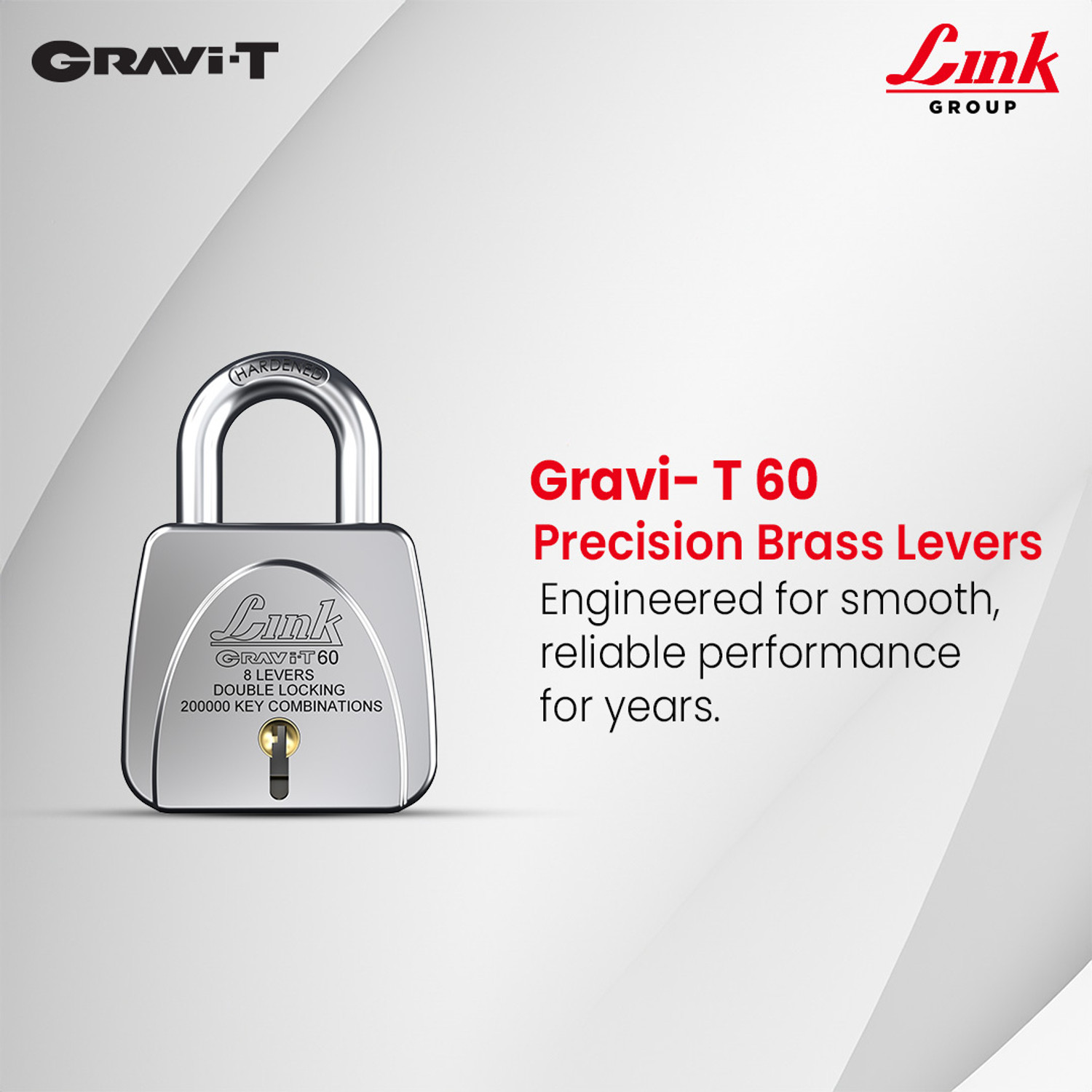 Image of Link Gravi-T 60mm Padlock | Lock For Door, office, Shop | Hardened Shackle Steel Body Padlock