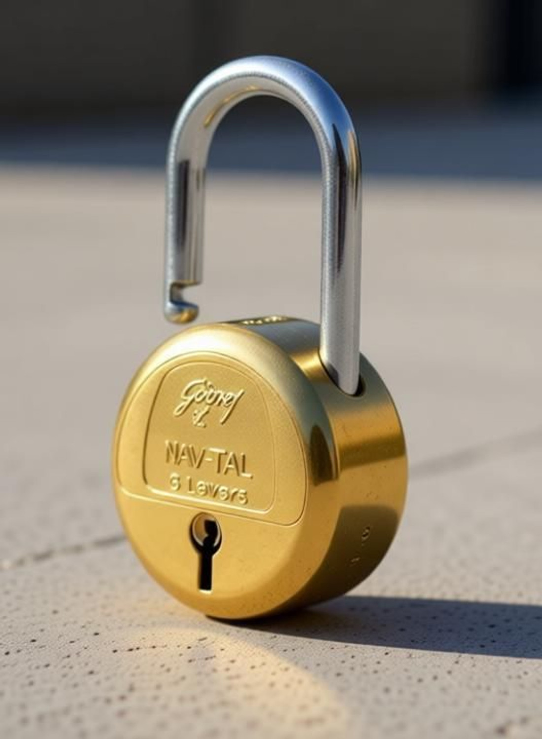 Image of Godrej Locks Navtal Lock 6 Levers Brass (3 KEYS) Padlock (Golden)