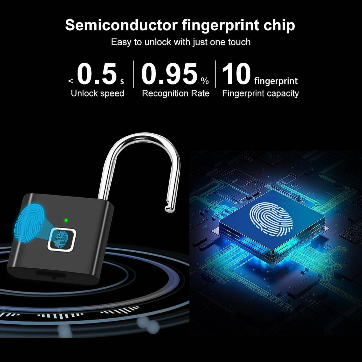 TOPHAVEN Smart Lock Fingerprint Biometric Padlock - Image 5
