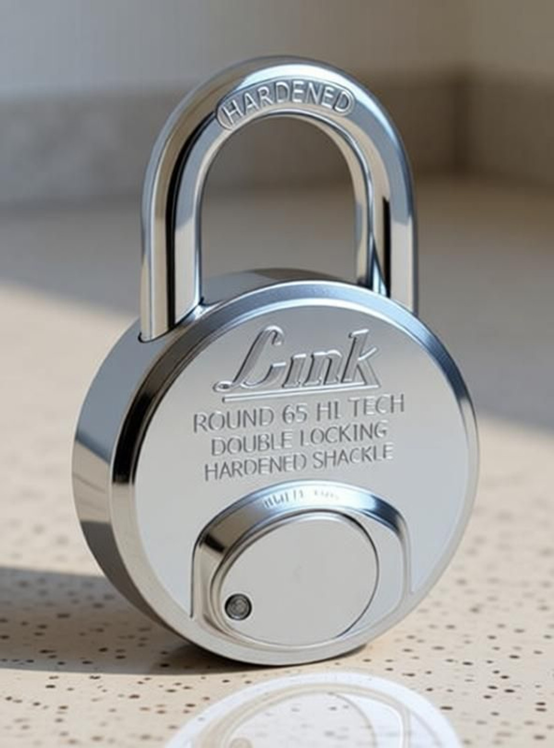 Image of Link Hi-Tech 65mm Round Lock|Stainless Body|Hardened Shackle|Hi-tech Keys Padlock