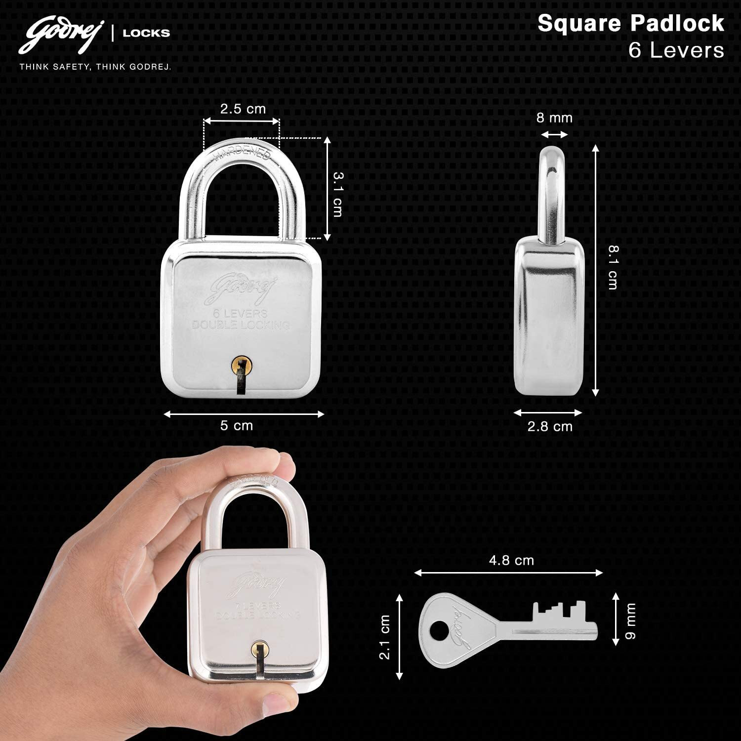 Image of Godrej Locks Stainless Steel Metallic Handlesets
