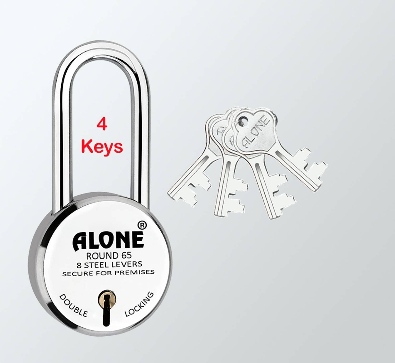 alone Round 65mm Long Neck Padlocks for home door gate shutter shop 4 keys Padlock