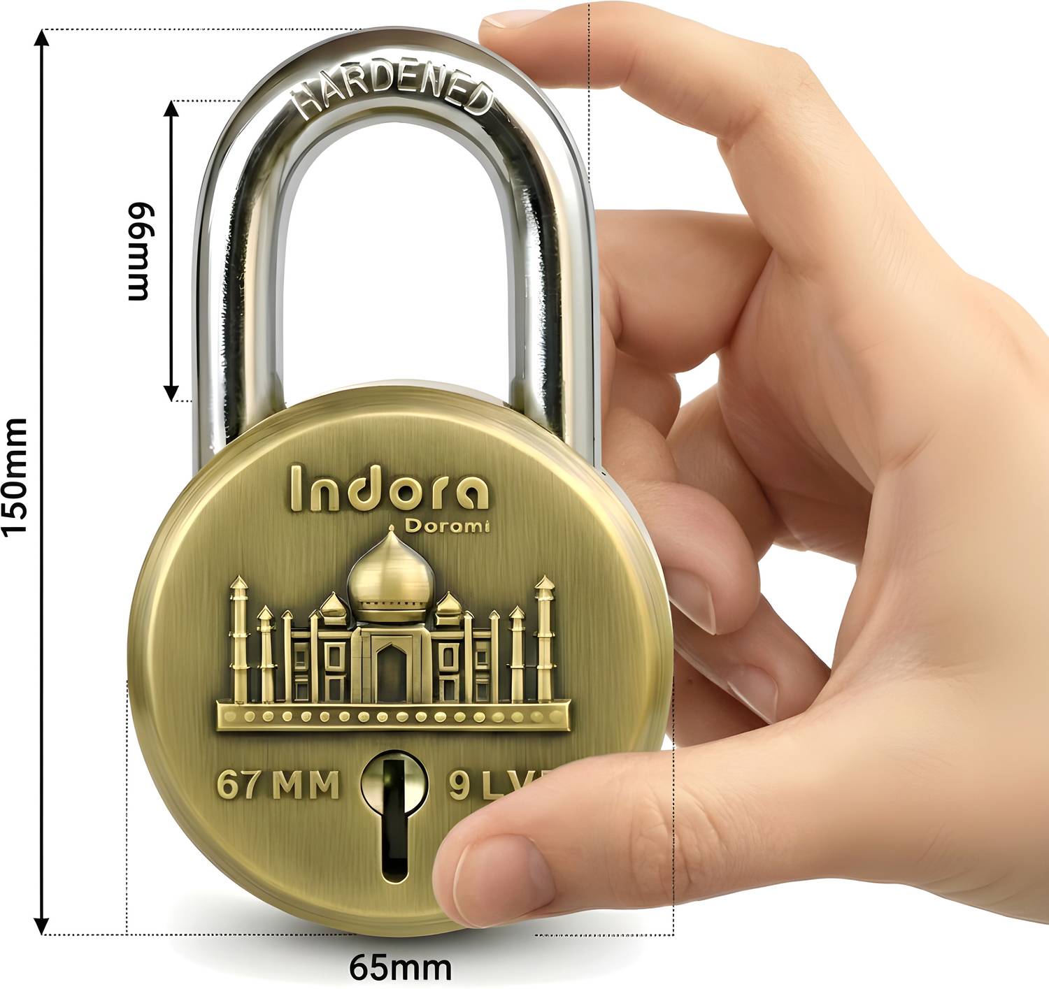 Indora 65mm Double Locking 8 Levers Padlock (Pack of 2) - Image 3