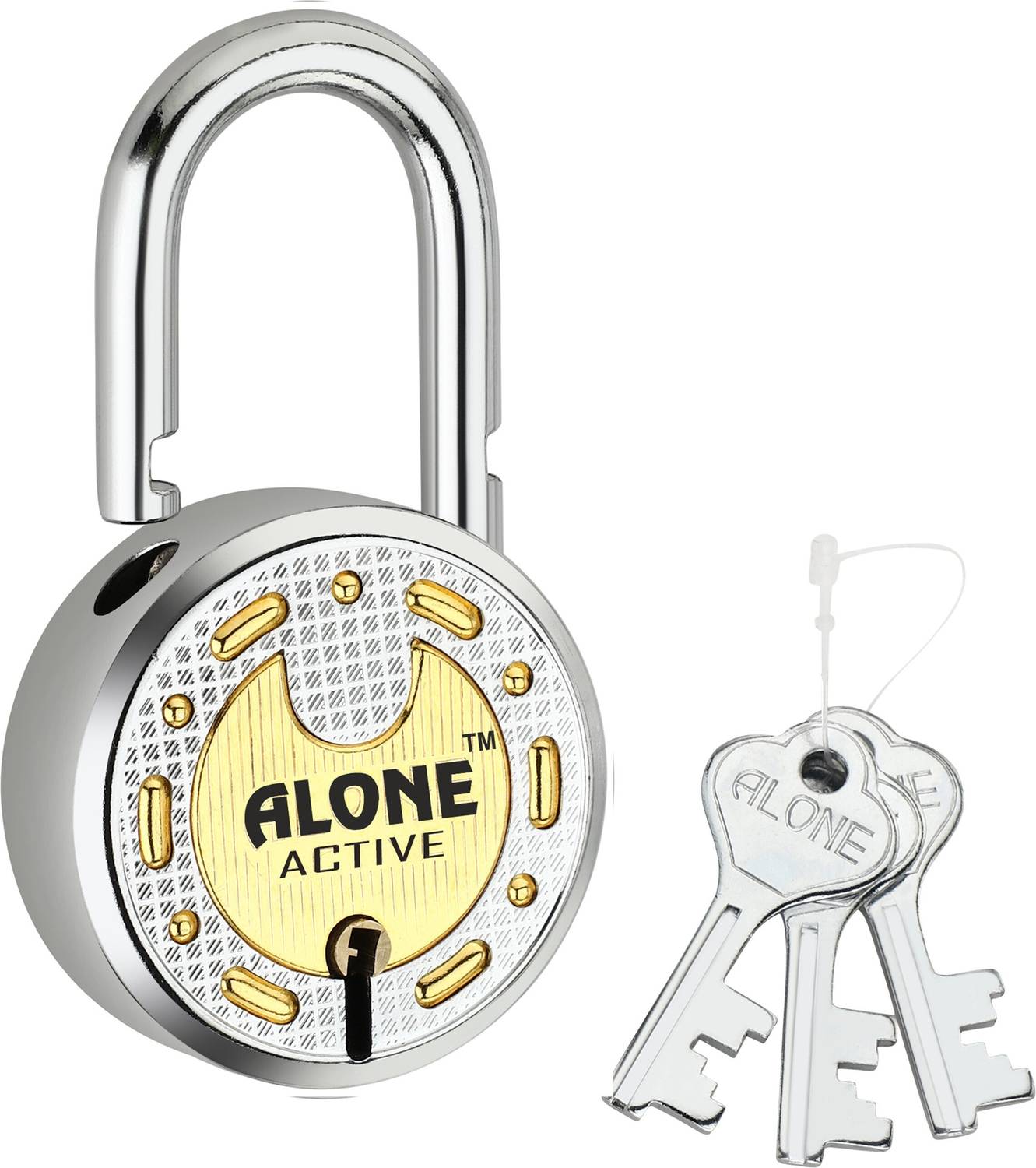 alone Active Round 65mm Lock for Home Gate Shop & Shutter, Double Locking 3 Keys Padlock
