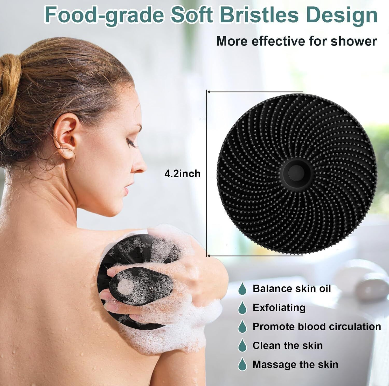 Image of Partiz Bath Brush+Body Scrubber+Scalp Massager for Hair+Face Scrubber Brush+3Pcs Hook