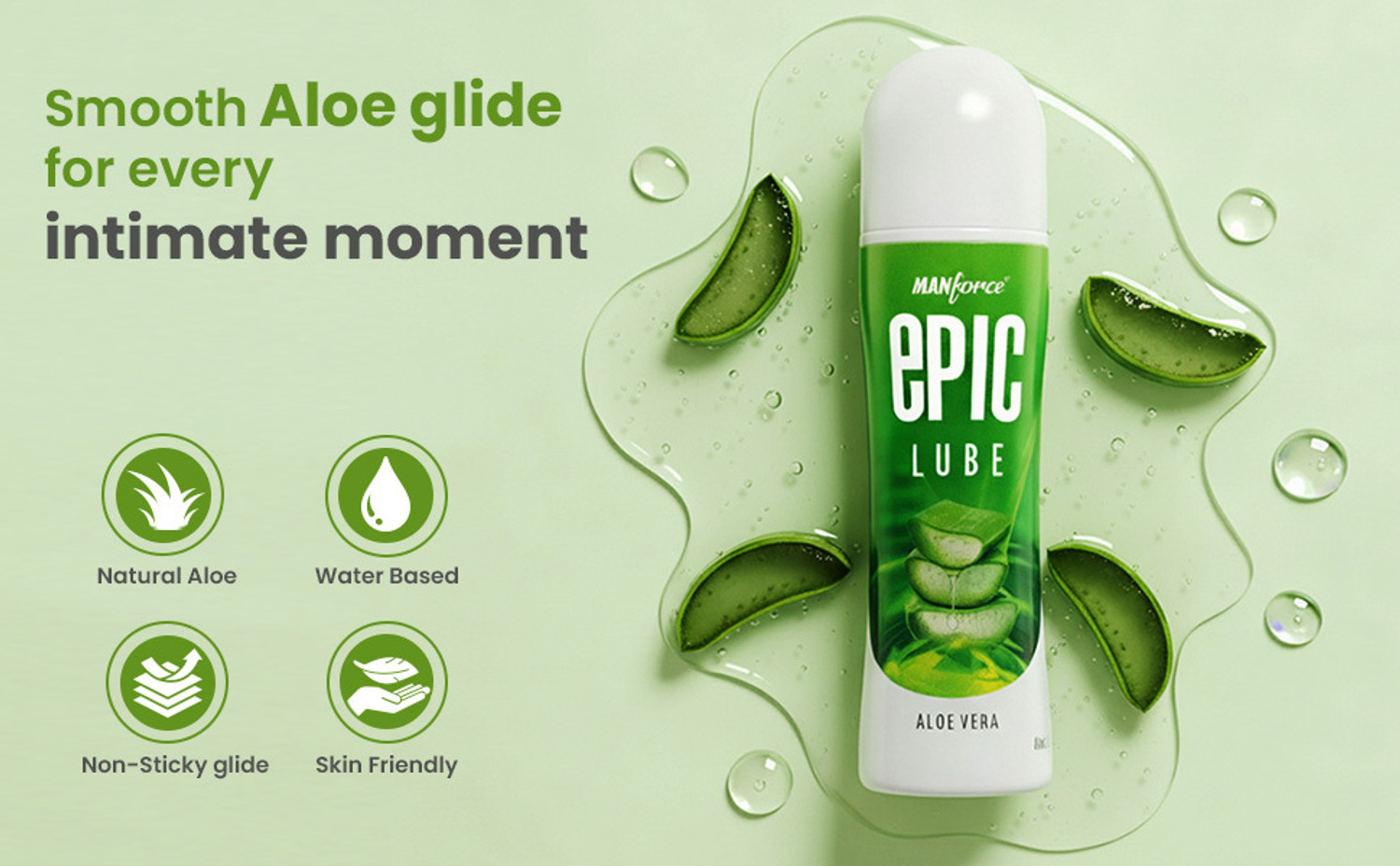 Image of MANFORCE Natural Aloe Vera lubricant - skin friendly, non-sticky and water based Lubricant