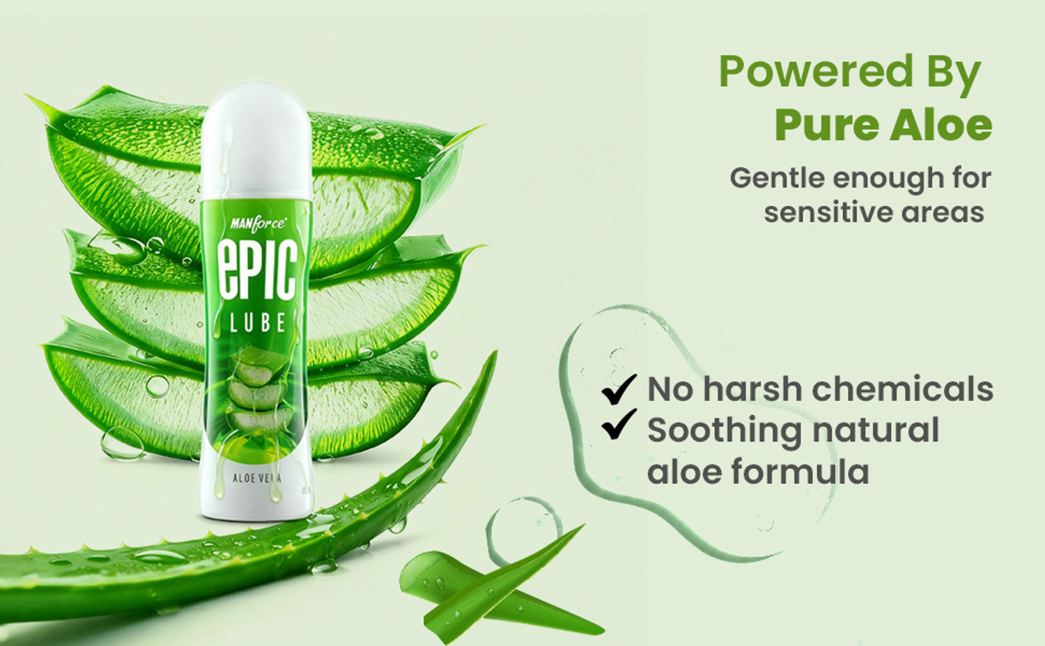 Image of MANFORCE Natural Aloe Vera lubricant - skin friendly, non-sticky and water based Lubricant