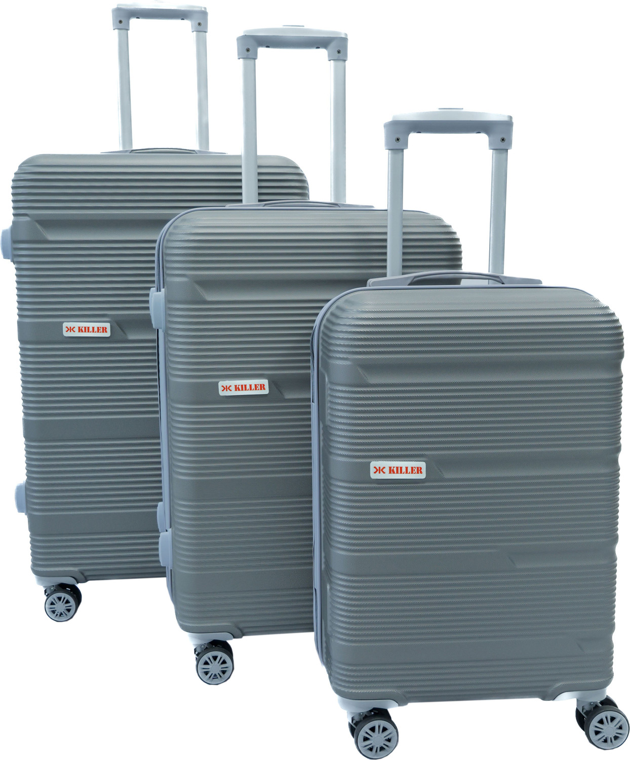 Image of KILLER KIILLER Hard Body Set of 3 Luggage TROLLEY BAG (28inch+24inch+20inch) - Grey Cabin & Check-in Set 8 Wheels - 30 inch