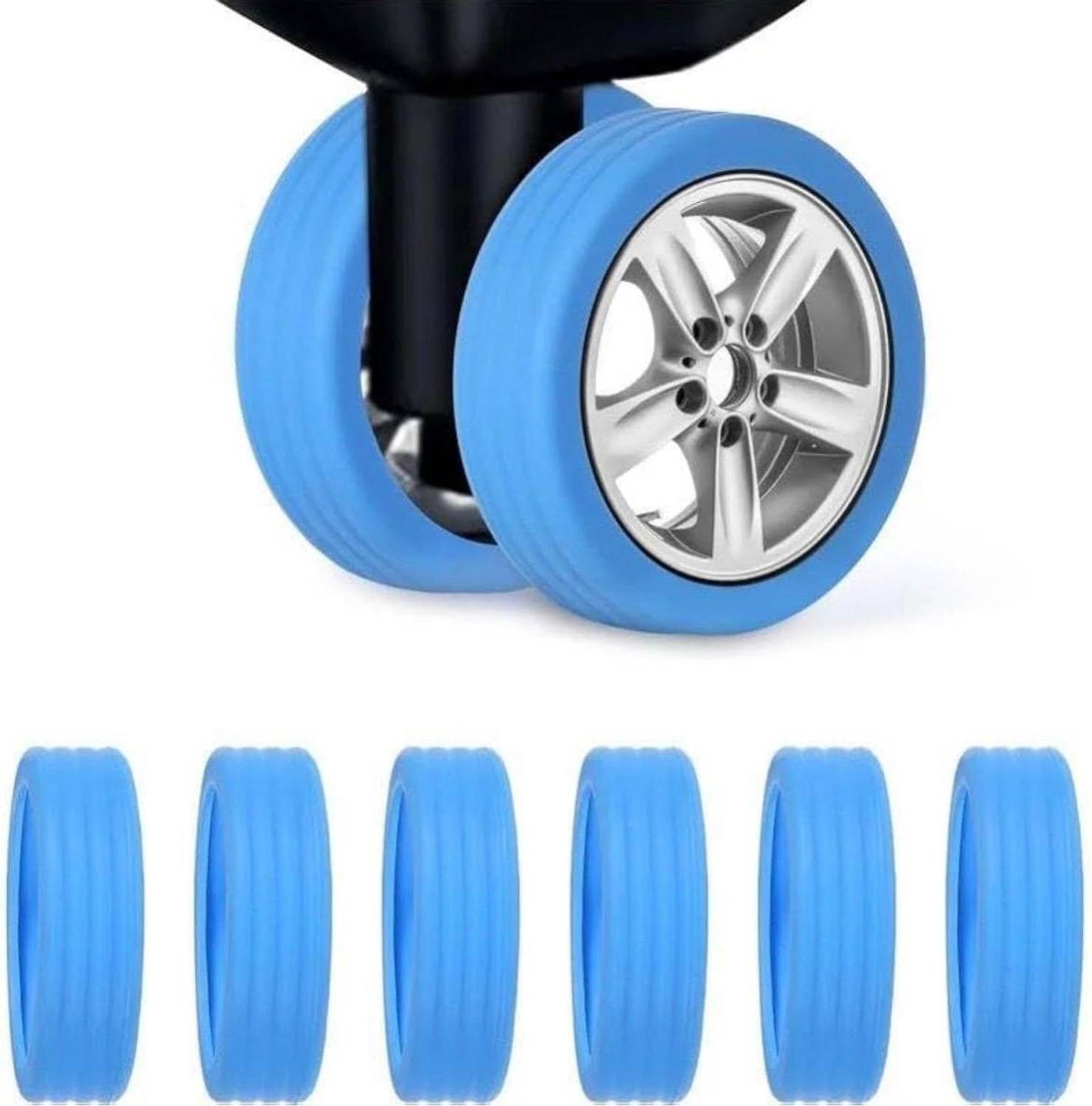 TRENDGROWW Suitcase Wheel Cover - Anti Scratch, Noise Reduction Shock Absorption Silicone Protector Fits Most Trolley Bag & Office Chair Luggage Cover