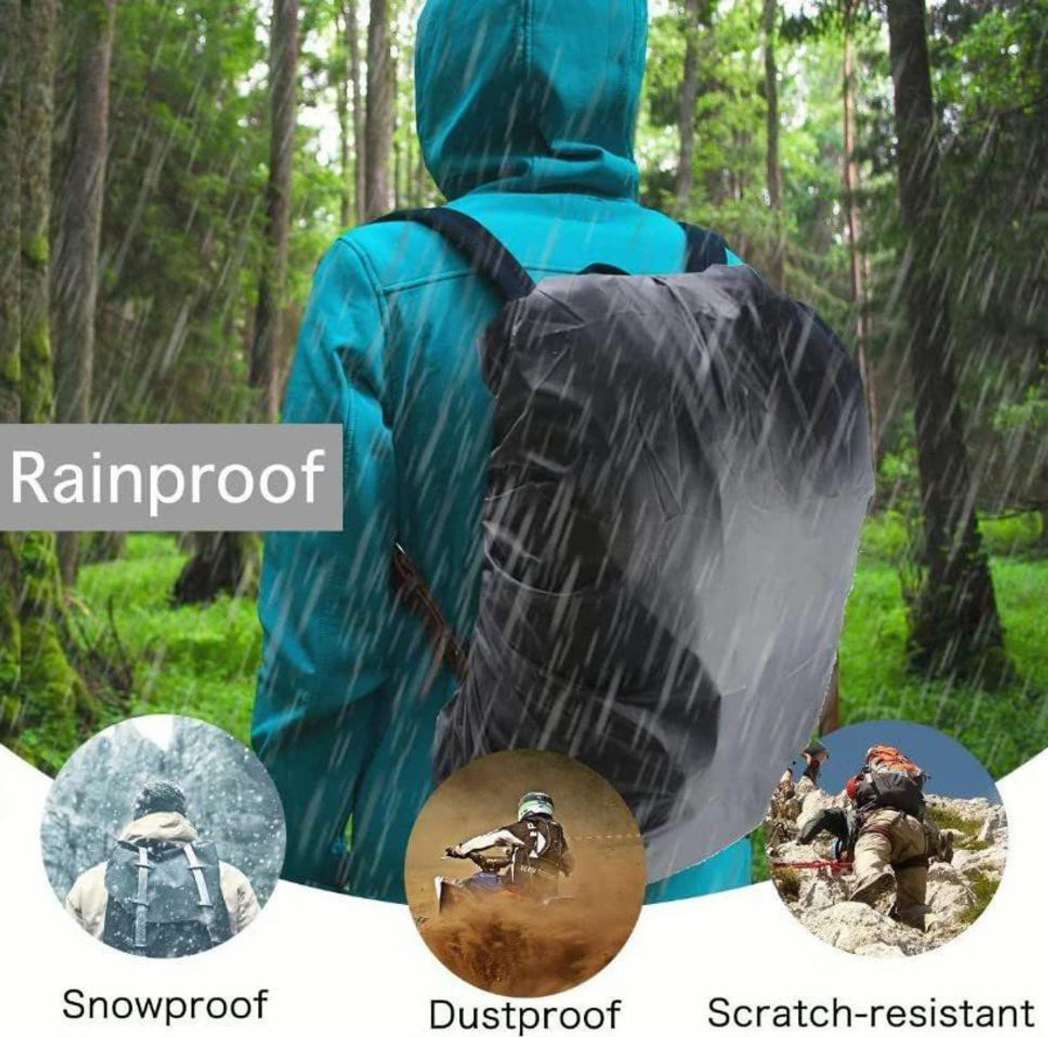 Image of SBTs Solid Premium LuggageCover Nylon Backpack Rain & Dust Cover Waterproof with Pouch 30L to 60L Luggage Bags Luggage Cover