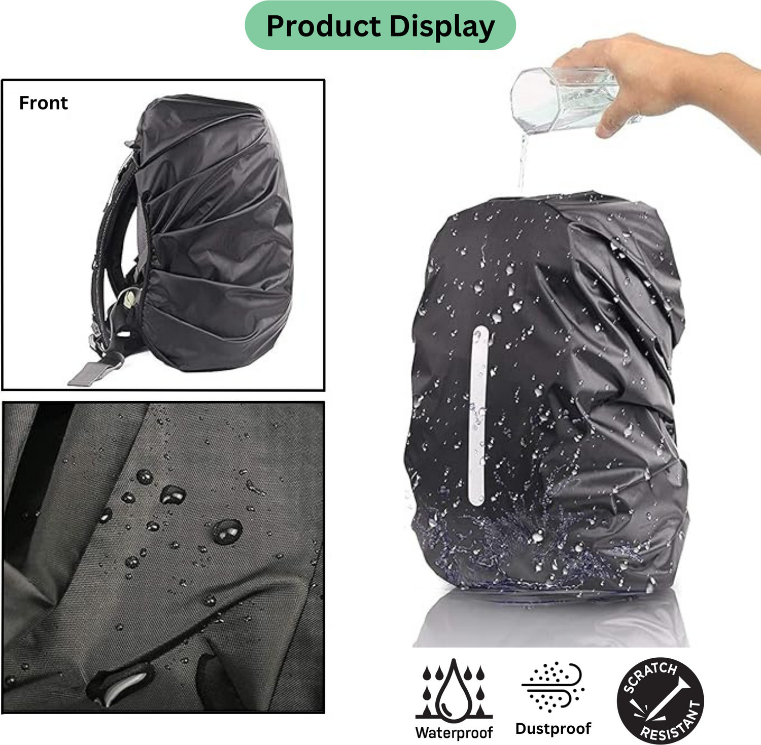 Image of MUTMAIN Reflective Bag Cover Waterproof 40l to 50L Rain Cover for Backpack Hiking, Trekking, Camping Rubberized Material Luggage Cover