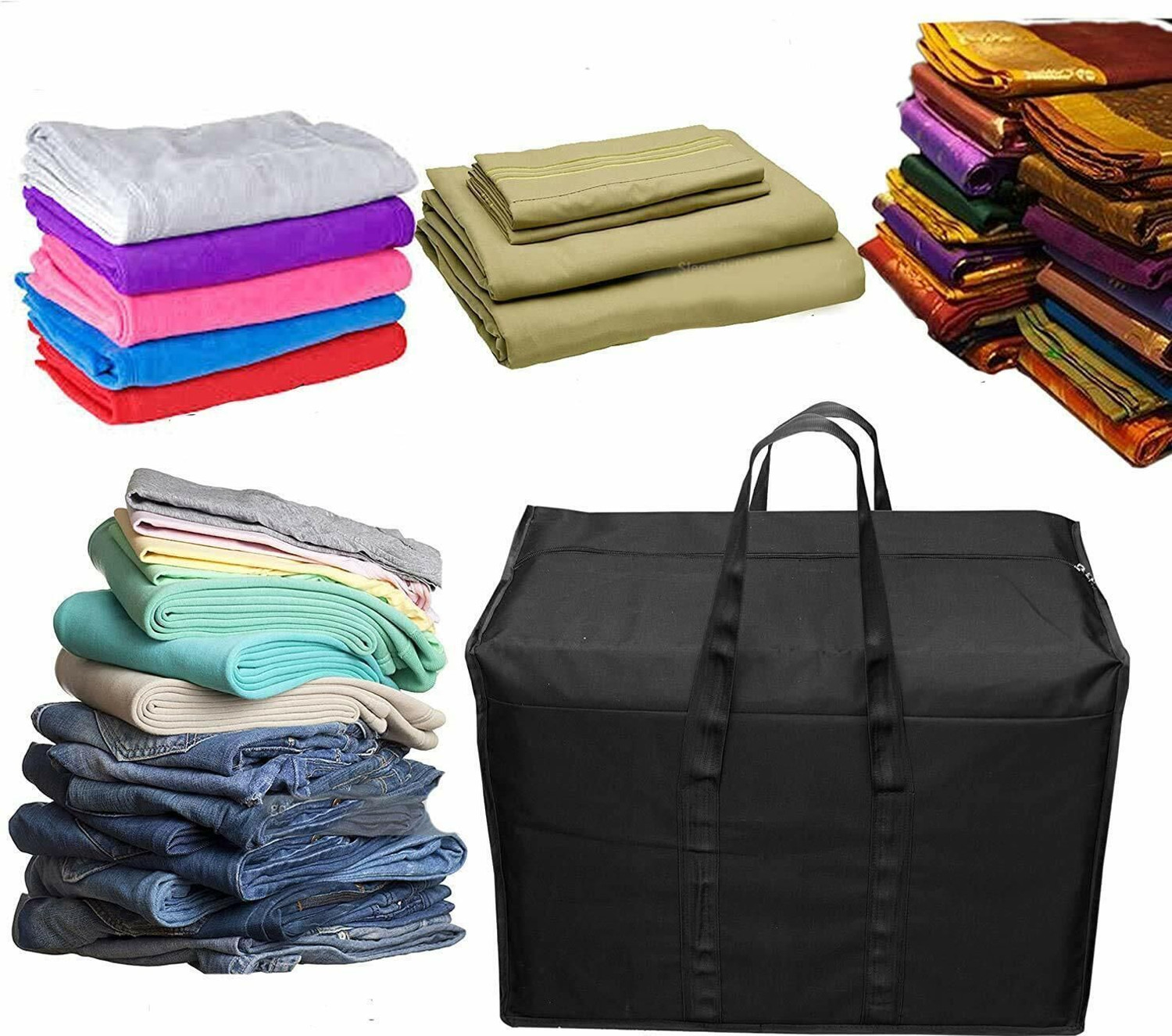 Image of B5 INDUSTRIES Moisture Proof Multi-Purpose Storage Bag /Clothing Storage Strong Handle Black - Pack Of 10 B5 Luggage Cover