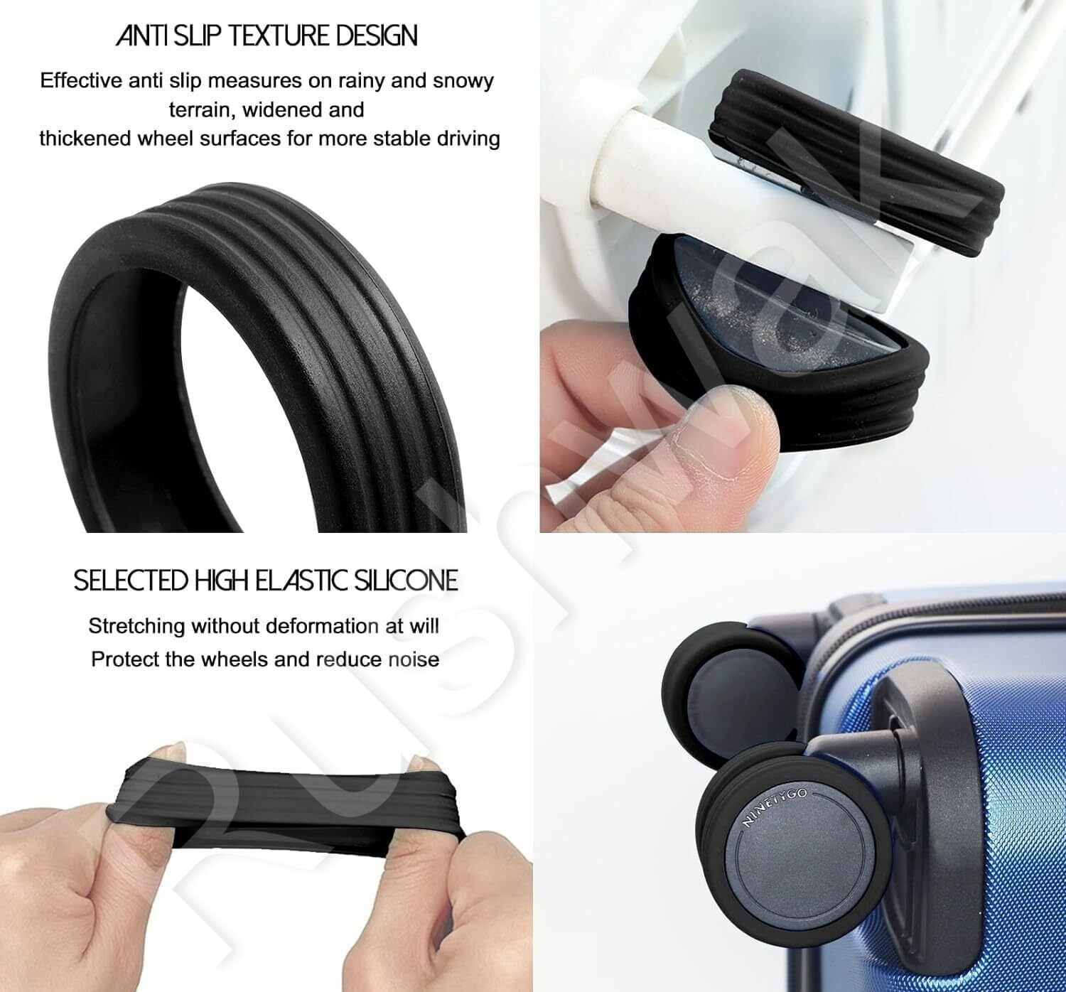 Image of Vibgyor Products Luggage Wheel cover Luggage Wheel Cover 16PCS Trolley Wheel Cover Silicone Shock Absorption Luggage Cover