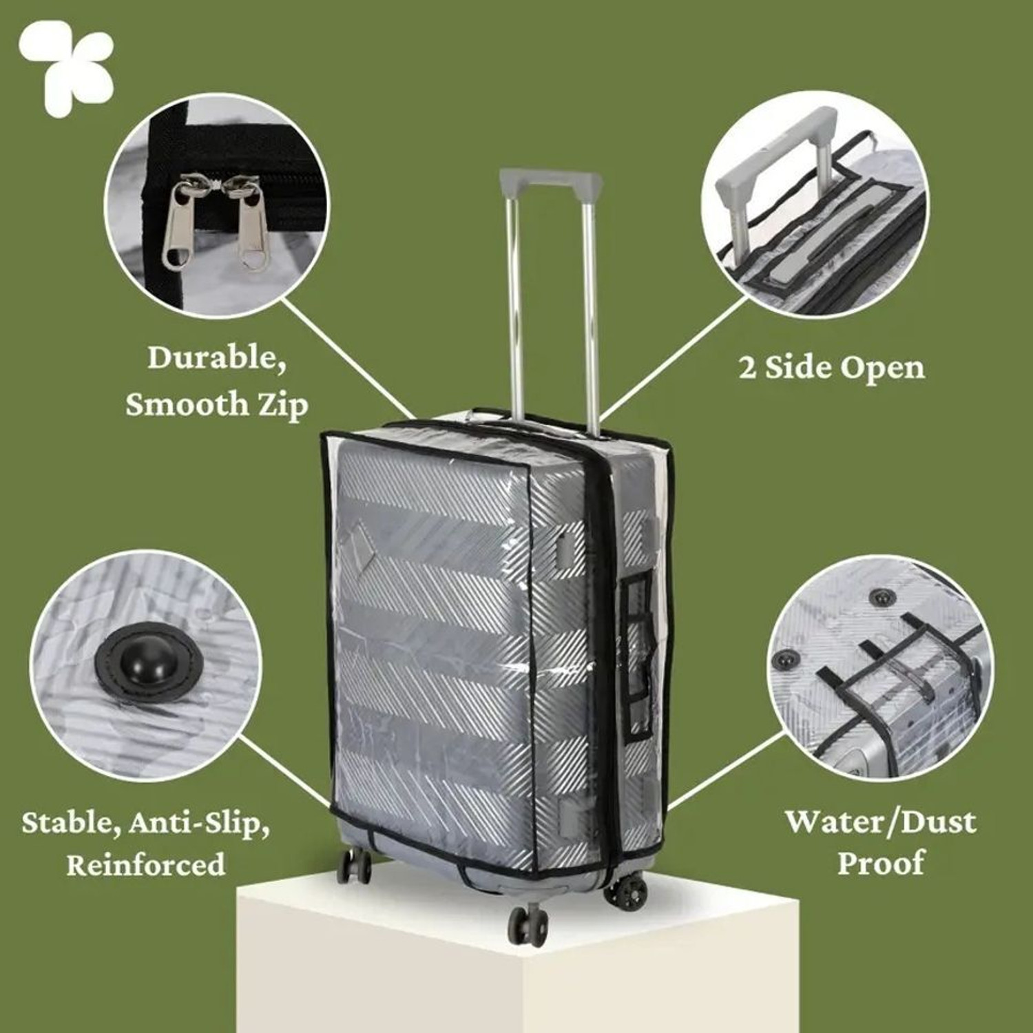 Image of PREVAILER Transparent Trolley Bag Cover PVC Dust Proof Cover Luggage Bag cover (24 inchinch) Transparent PVC Dust Proof Cover Suitcase For Hard /Fiber Trolley Bag Luggage Cover