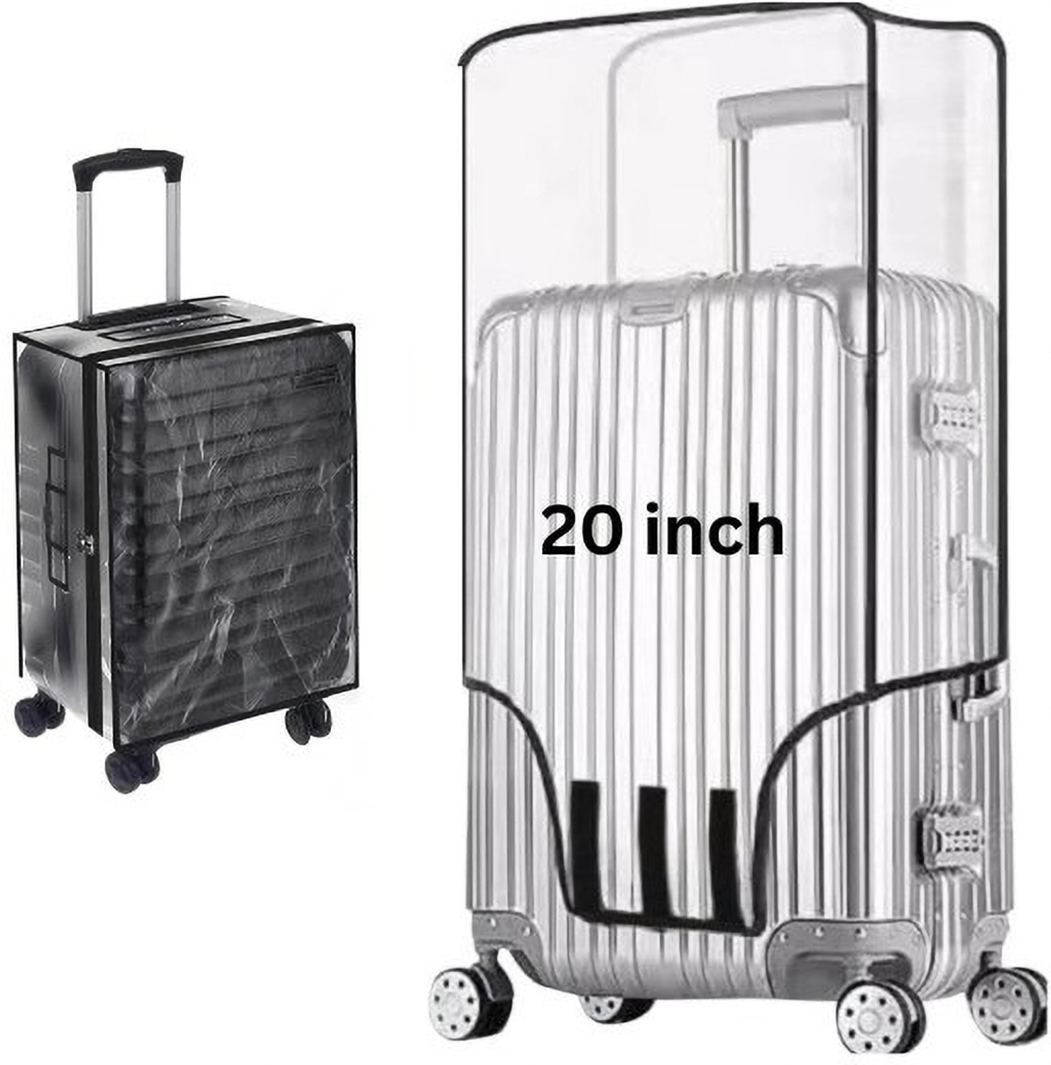 Image of Giraffe Trolley Bag Transparent Cover PVC Dust Proof Cover Luggage Bag cover trolly 23transprint 20 Luggage Cover (20 inch, CLEAR)