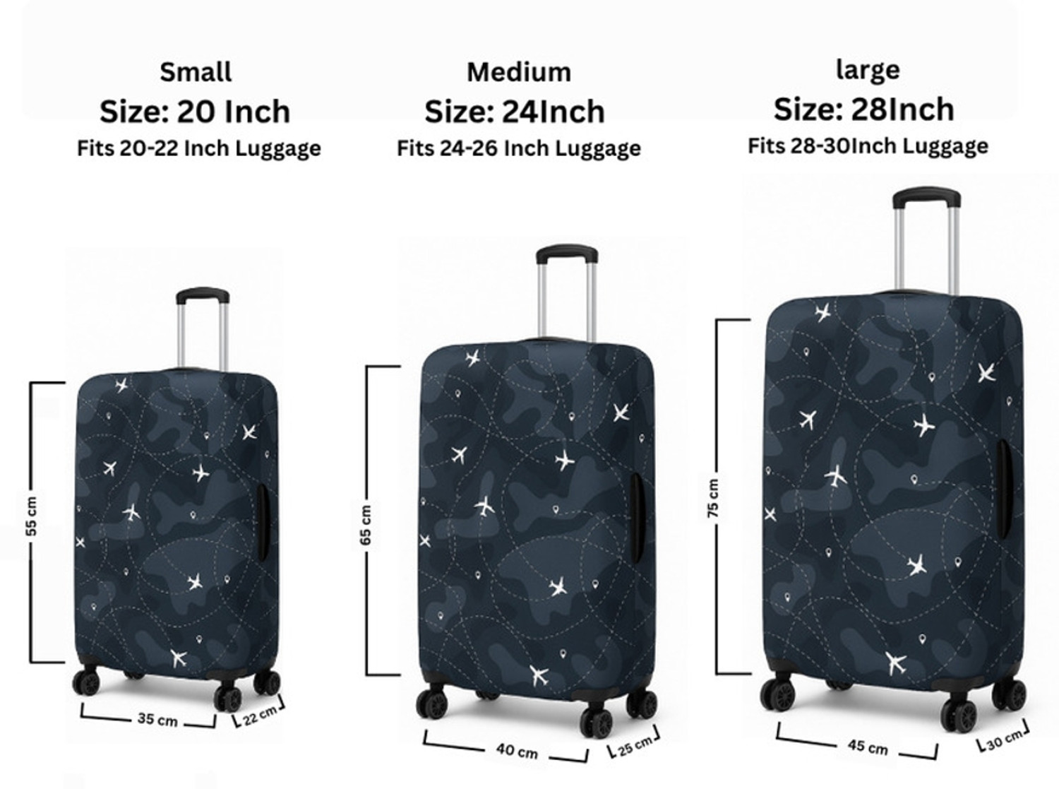 Image of NT Creation Printed Travel Suitcase Trolley Bag Protector - Scratch & Dust Proof Stretchable & Scratchproof, Reusable And Washable, Durable Fabric Luggage Cover (24, Multicolor)