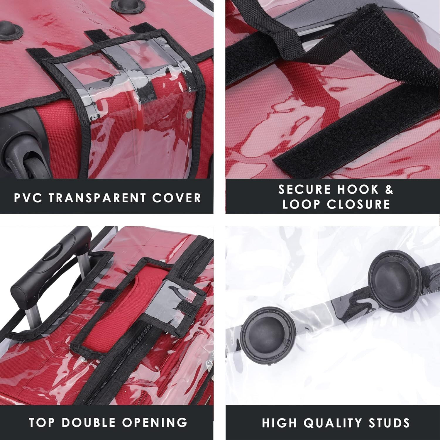 Image of Qurox Combo Pack of 3 Transparent Trolley Bag Cover PVC Dust Proof Cover Luggage /Suitcase For Hard /Fiber Trolley Bag Luggage Cover