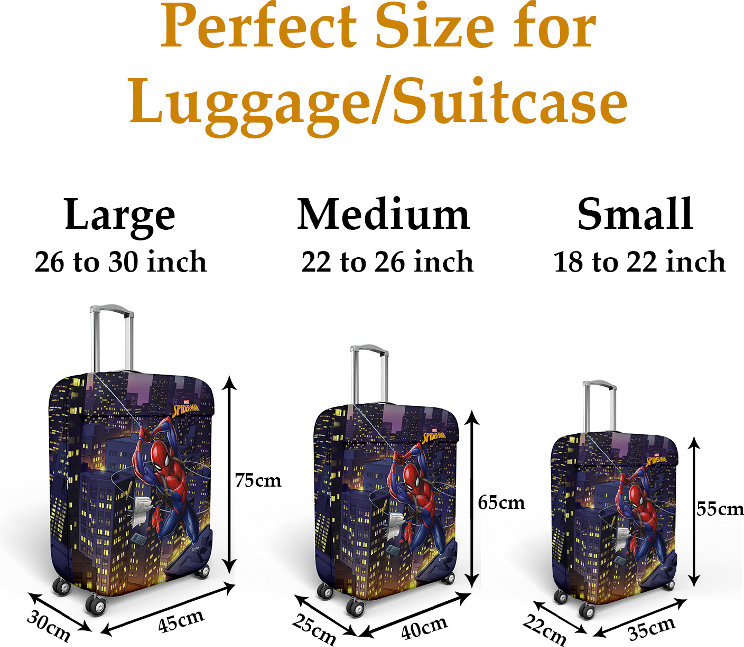 Image of DISNEY Luggage Cover Marvel Spiderman Polyester Luggage Cover|22-26 Inch|Medium|Multicolor Luggage Cover