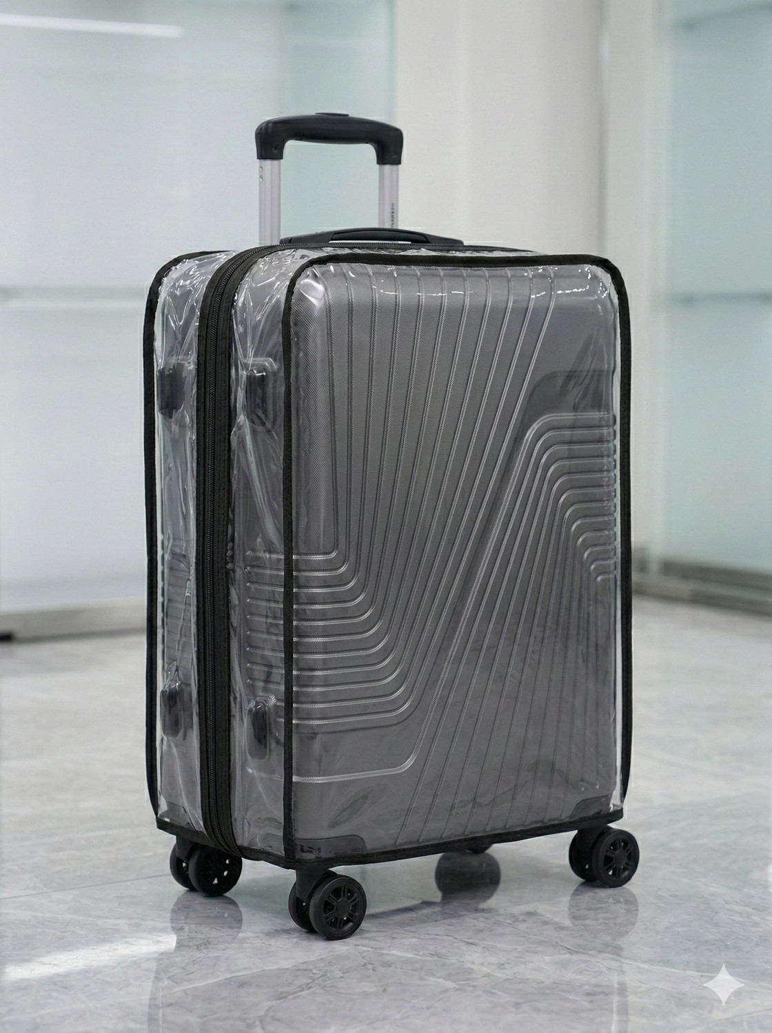 Image of KLASSY Transparent Trolley SUPER SOFT 25 MM WRINKLE FREE PVC Luggage Cover