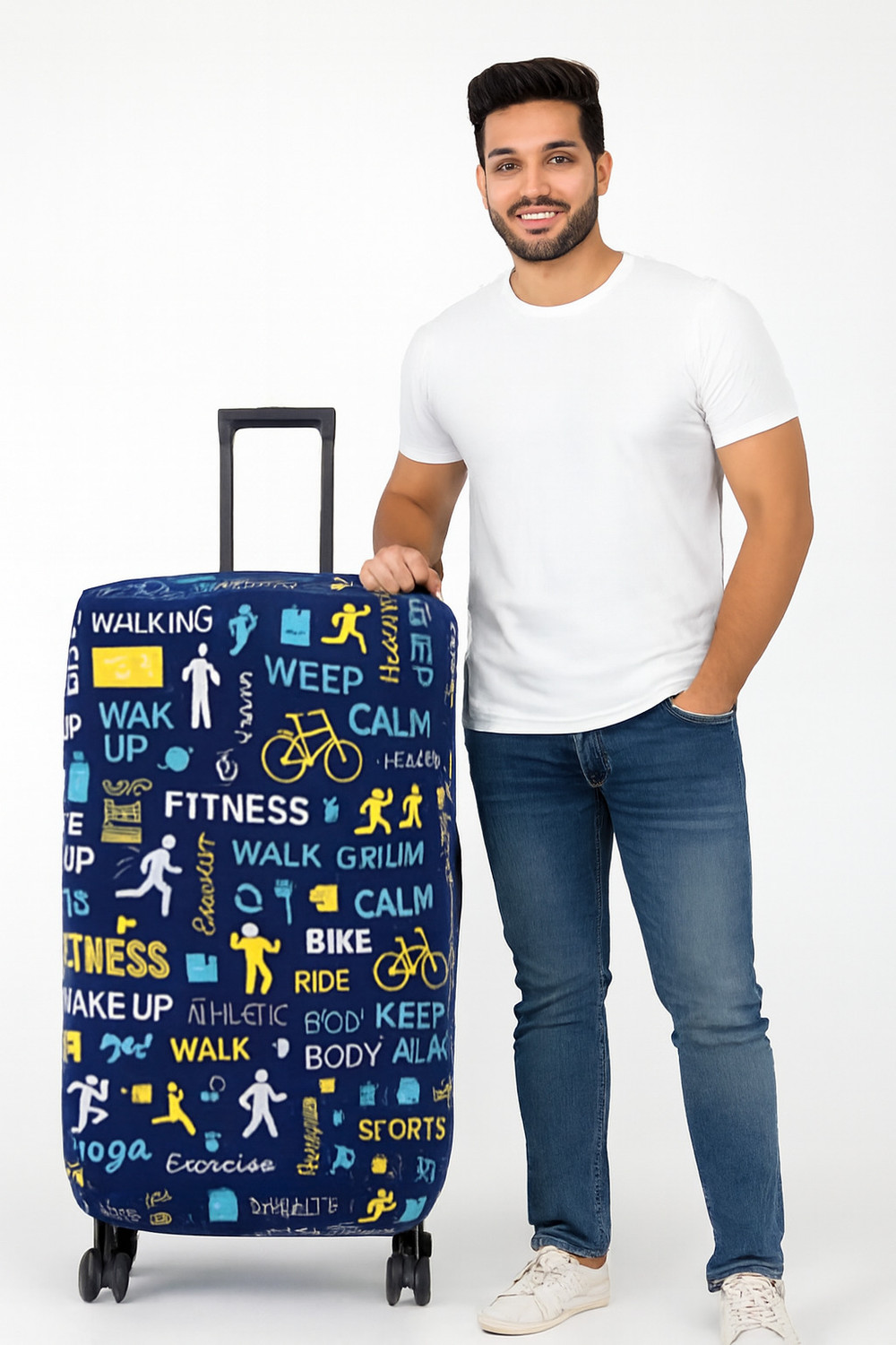 Image of lisahub Scratch & Dust Proof Trolley Bag Cover Stretchlees Polyester Fabric Print Luggage Suitcase Cover Luggage Cover