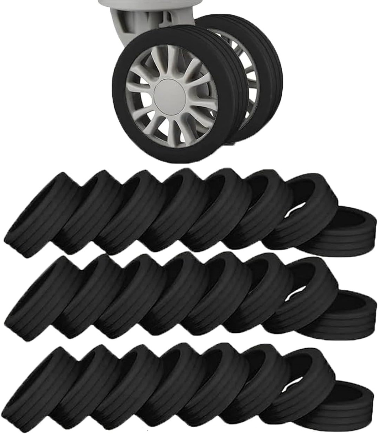 Image of LAKSHMINARAYAN SALES Suitcase Travel bag accessories 24PCS Wheels Protector Silicon Caster Luggage Cover
