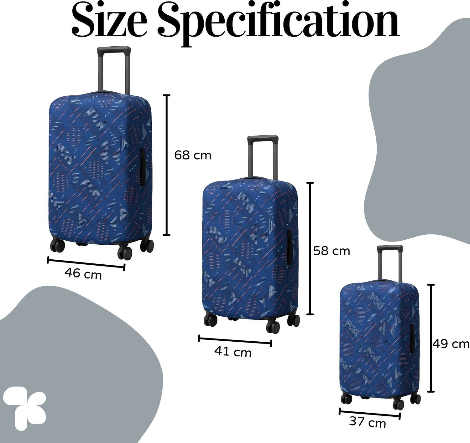 Image of AMPEREUS Trolley Bag Cover Set of 3 (20, 24, 28 Inch)Printed Protective Universal Fit Trolley Luggage /Suitcase Cover Luggage Cover