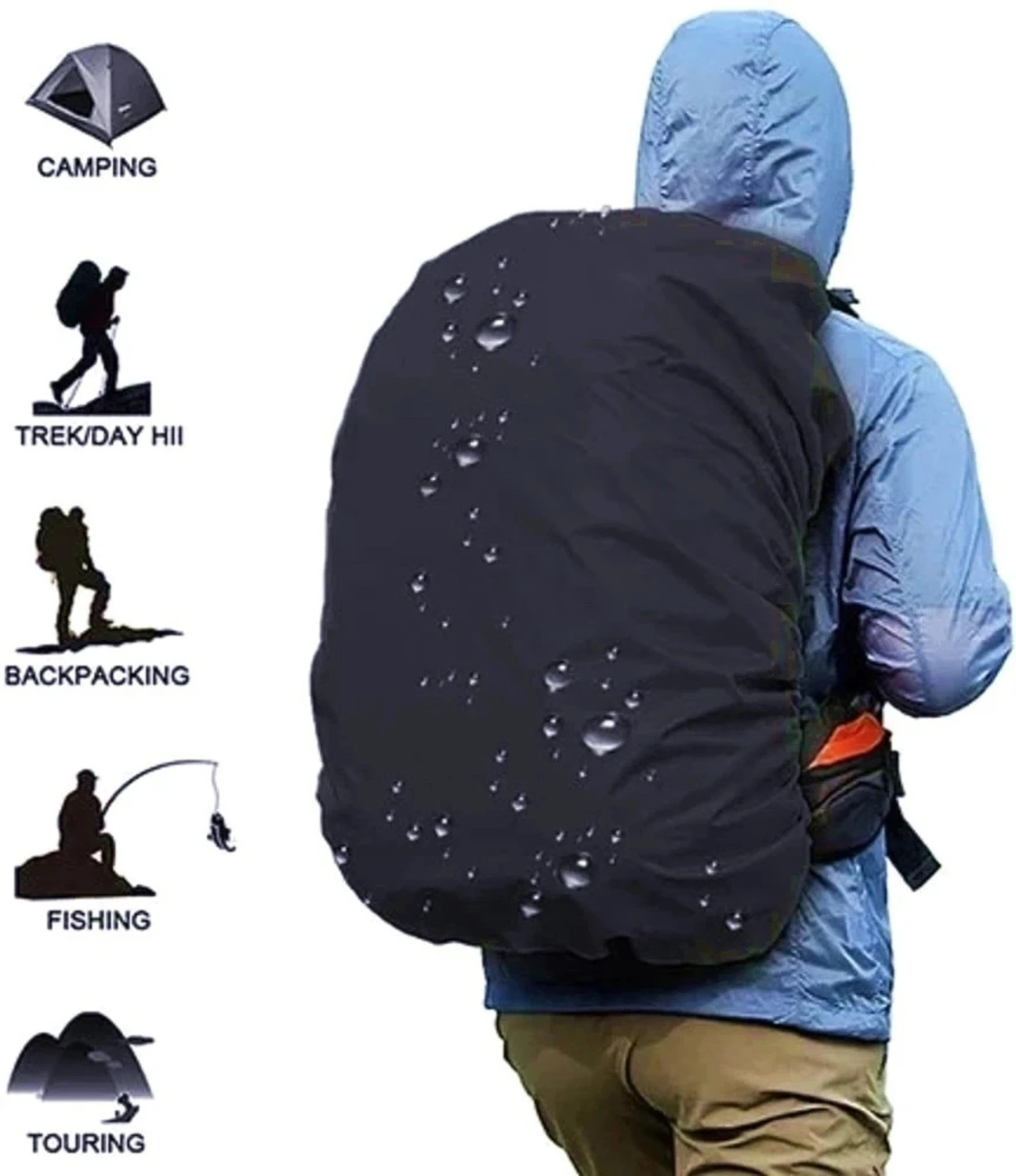 Image of GMEE Waterproof Rain Dust Cover 30L to 50L Laptop Hiking Sports bag Elastic Luggage Cover Luggage Cover