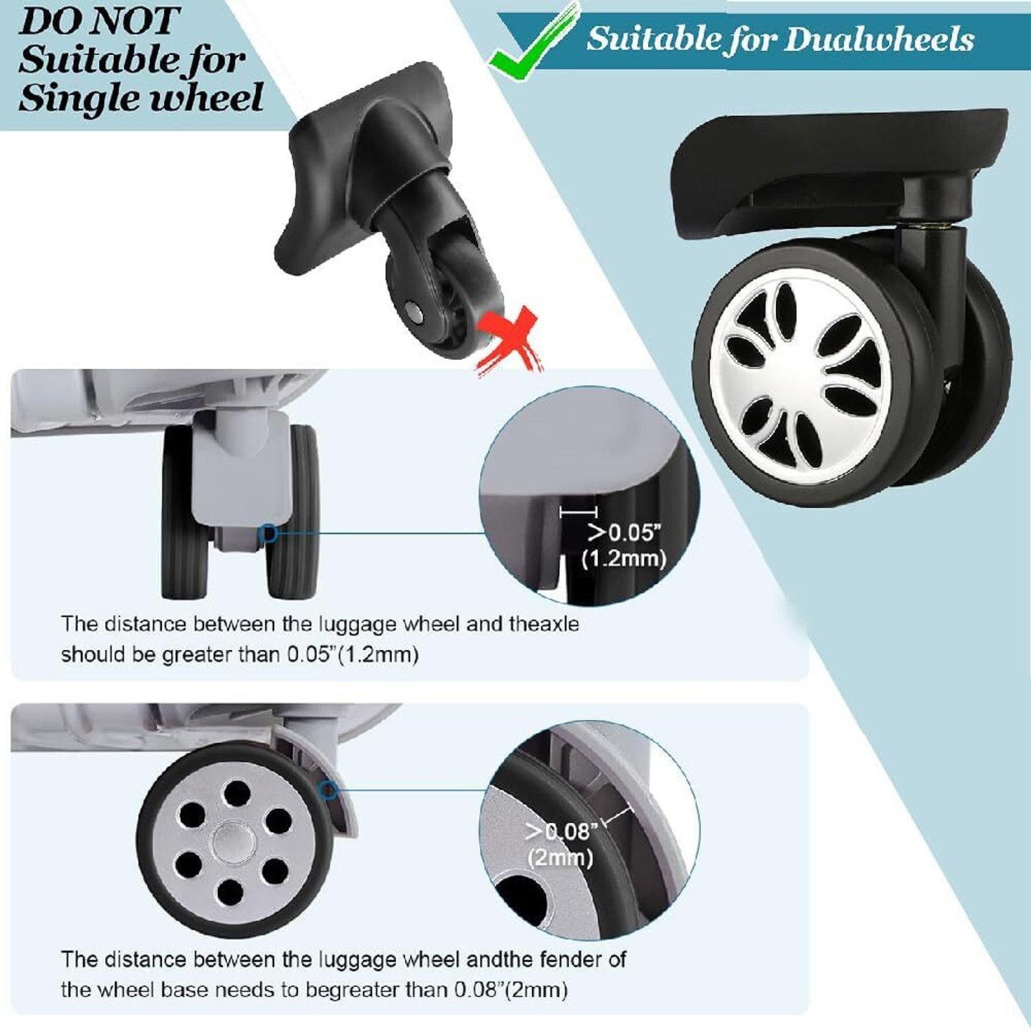 Image of LAKSHMINARAYAN SALES Suitcase Travel bag accessories 24PCS Wheels Protector Silicon Caster Luggage Cover