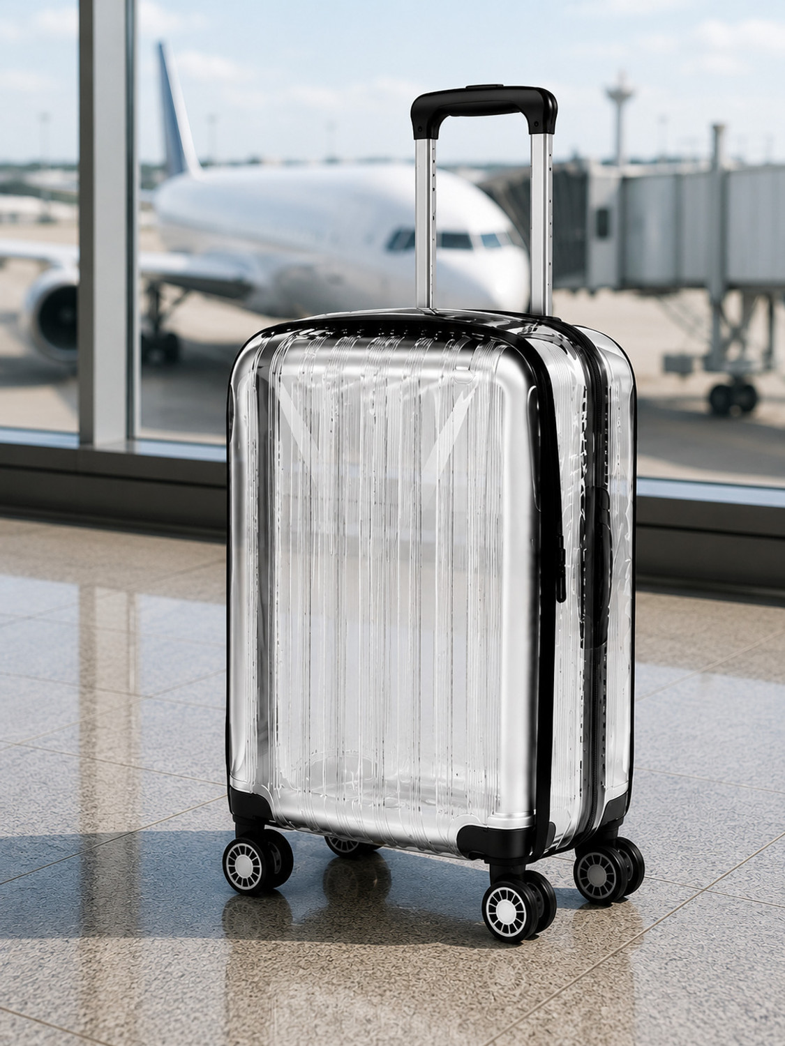 Image of KLASSY Transparent Trolley SUPER SOFT PVC 45 MM WRINKLE FREE COMBO PACKOF -3 Luggage Cover