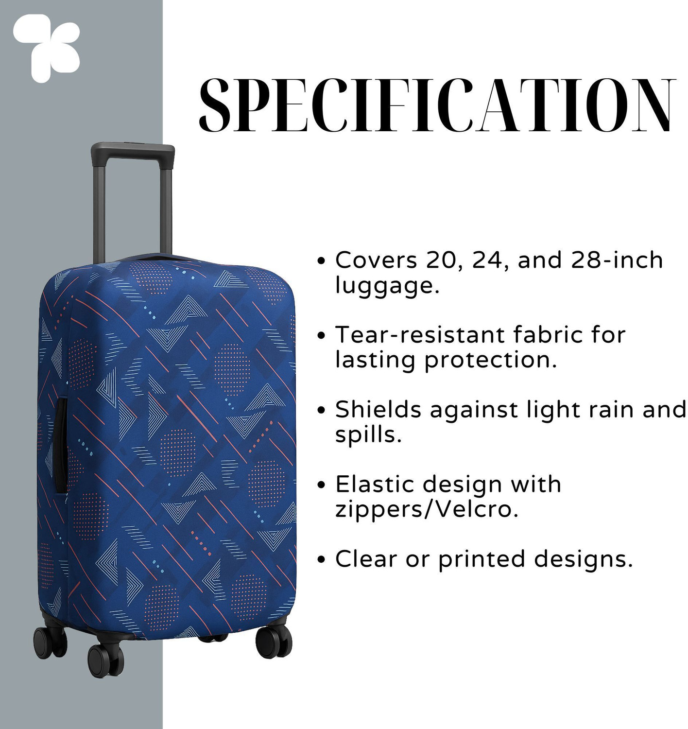 Image of AMPEREUS Trolley Bag Cover Set of 3 (20, 24, 28 Inch)Printed Protective Universal Fit Trolley Luggage /Suitcase Cover Luggage Cover