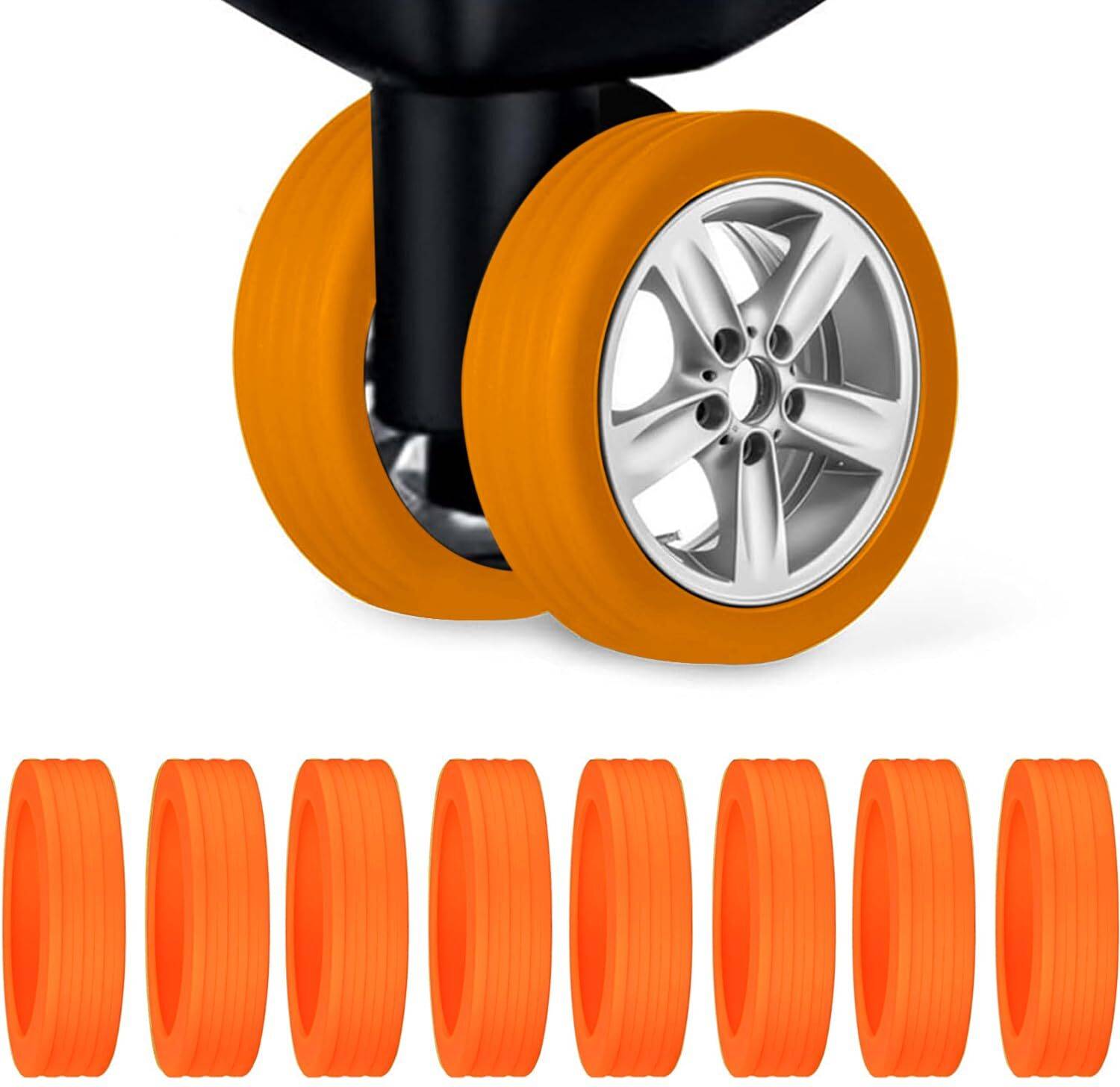 AMULYADELHI Suitcase Wheel Cover - Anti Scratch, Noise Reduction Heavy-Duty Orange Wheel Cover / Tyre Protector for Trolley Luggage Cover