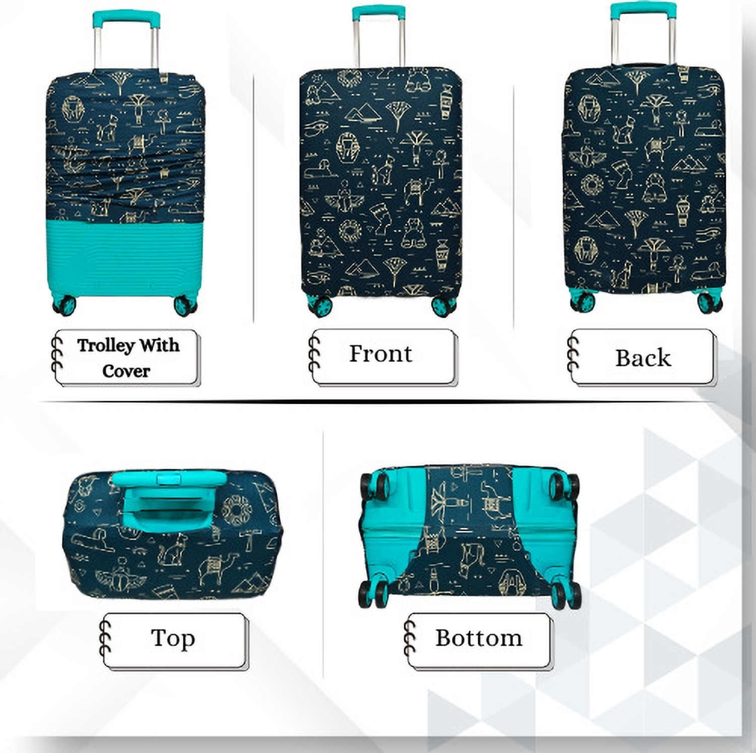 Image of NT Creation Printed Travel Suitcase Trolley Bag Protector - Scratch & Dust Proof Stretchable & Scratchproof , Reusable And Washable, Durable Fabric. Luggage Cover