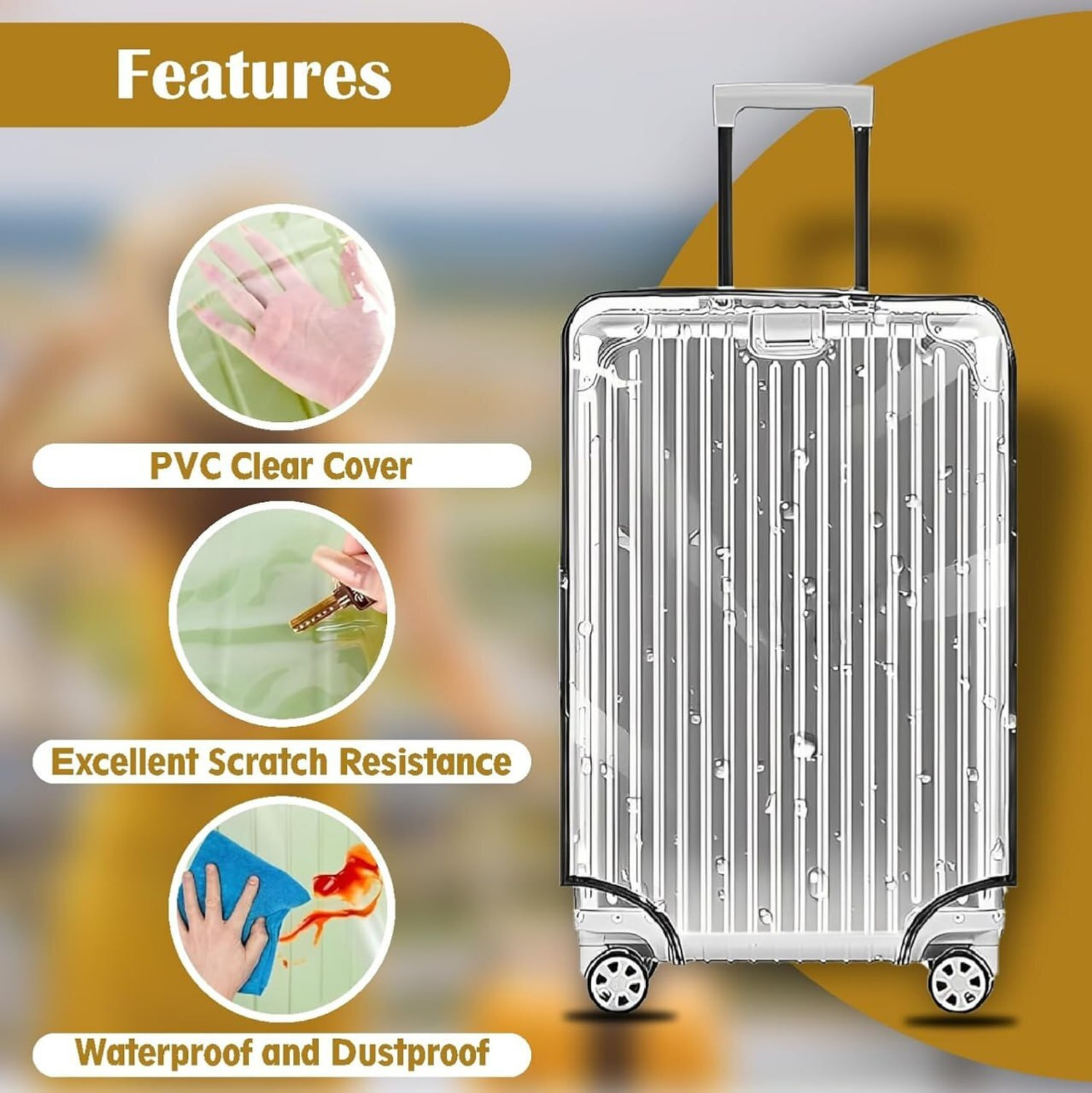 Image of Bitline Transparent Trolley Suitcase Cover Set for 20,24,28 in Trolley Expandable Cabin & Check-in Set - 28 inch