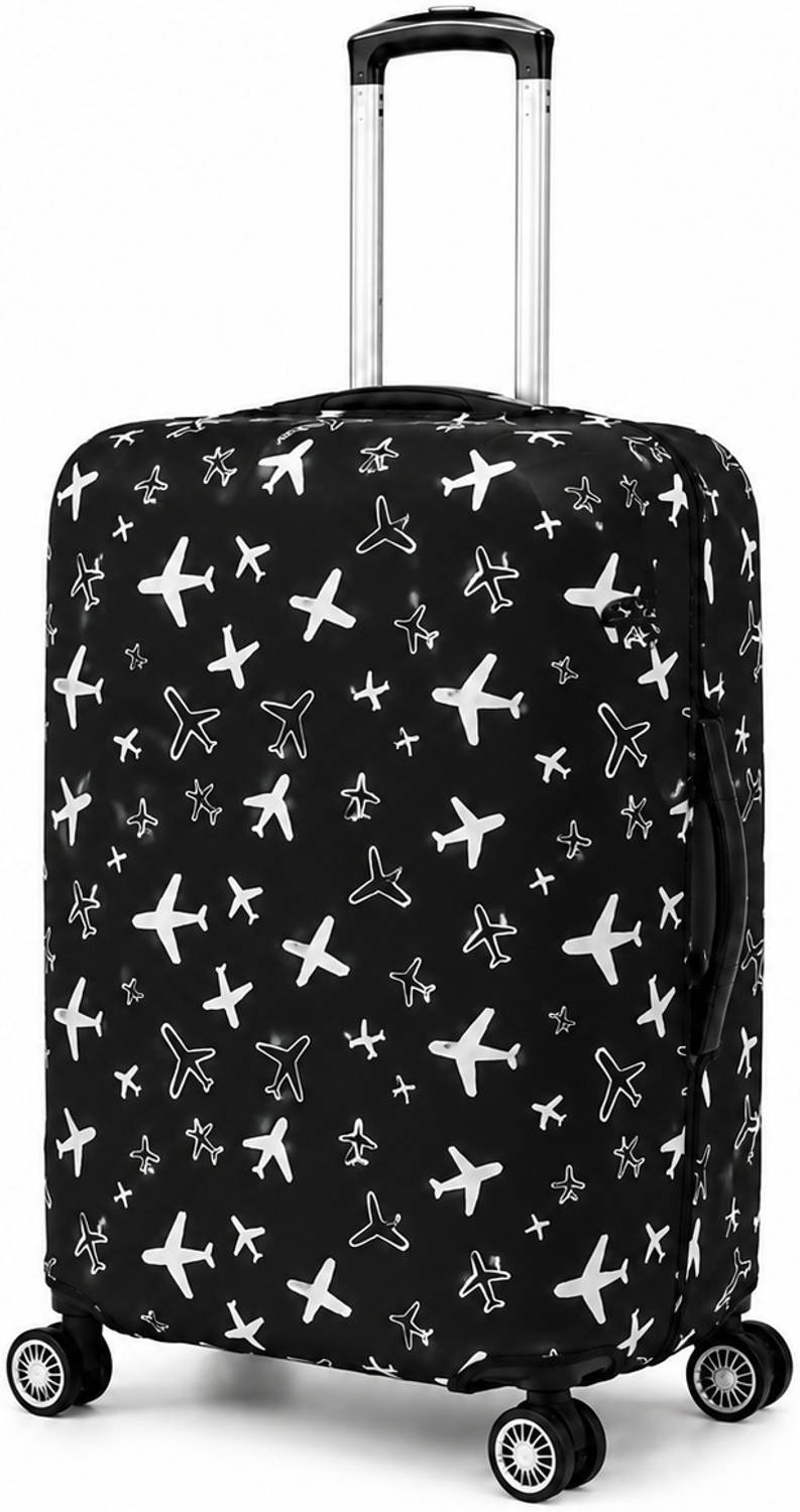 NT Creation Printed Travel Suitcase Trolley Bag Protector - Scratch & Dust Proof Stretchable & Scratchproof , Reusable And Washable, Strong Durable Fabric Luggage Cover