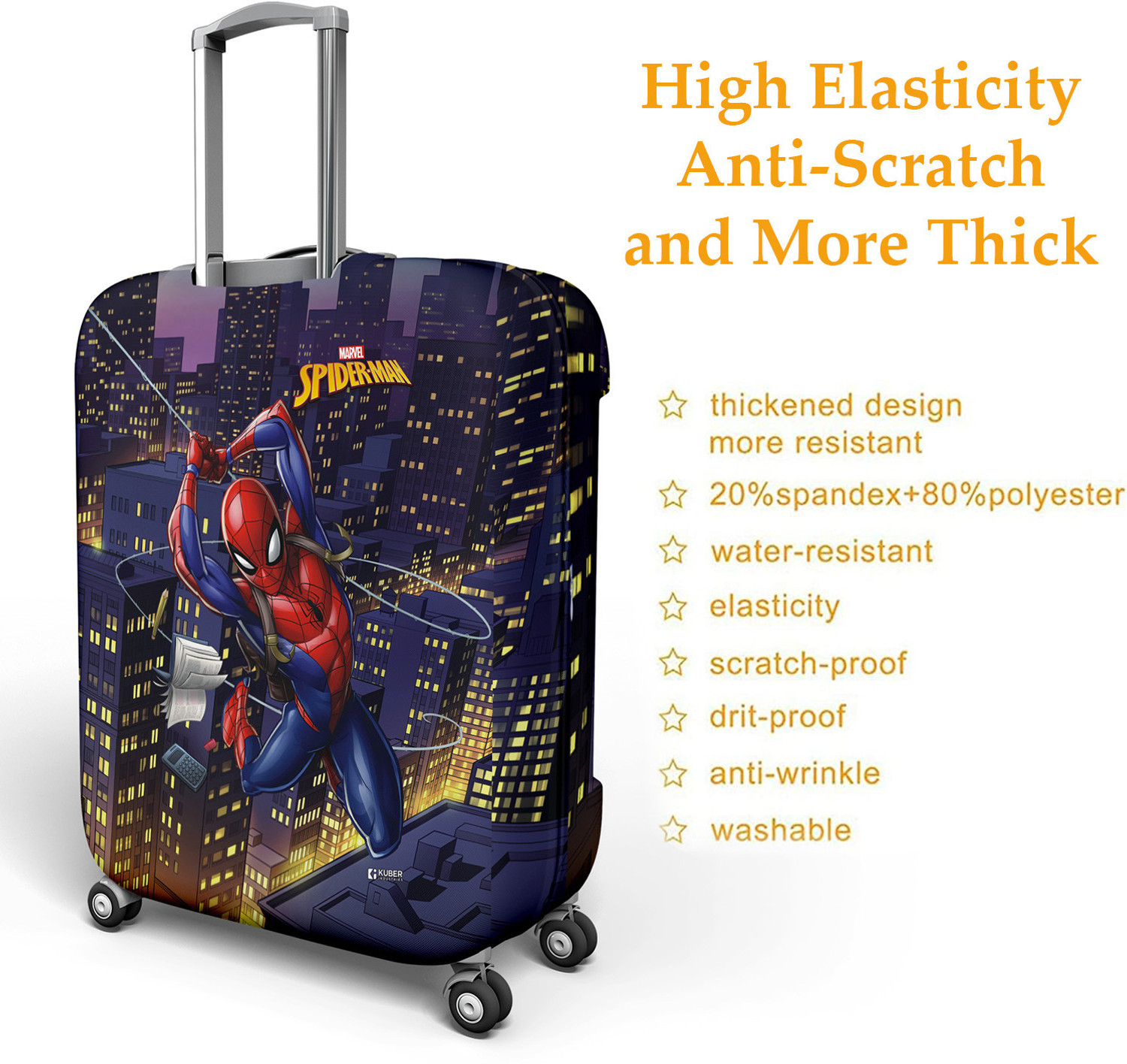 Image of DISNEY Luggage Cover Marvel Spiderman Polyester Luggage Cover|22-26 Inch|Medium|Multicolor Luggage Cover